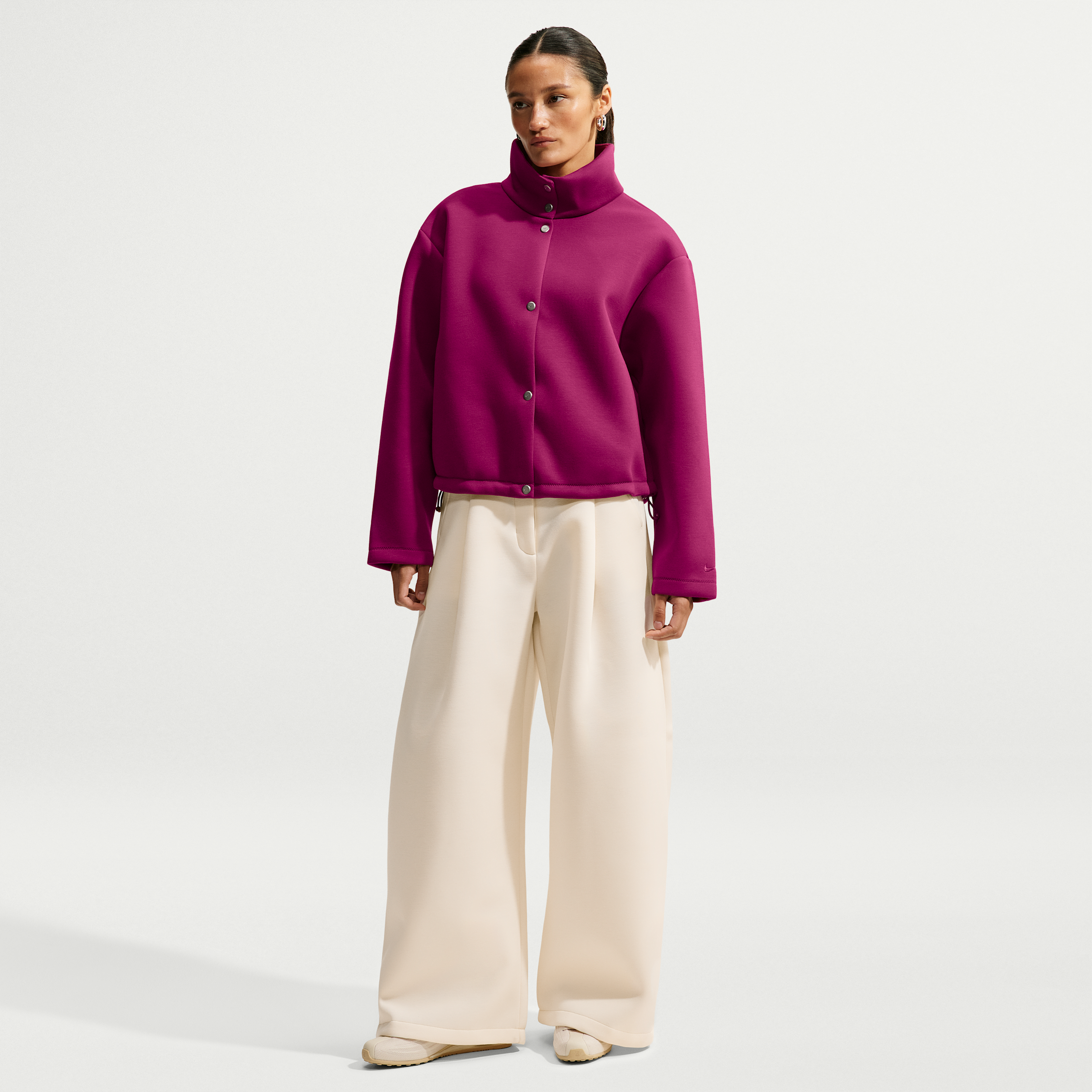 Nike Women's Article Fleece Oversized Mid-Rise Wide-Leg Pants in White | IX7062-102