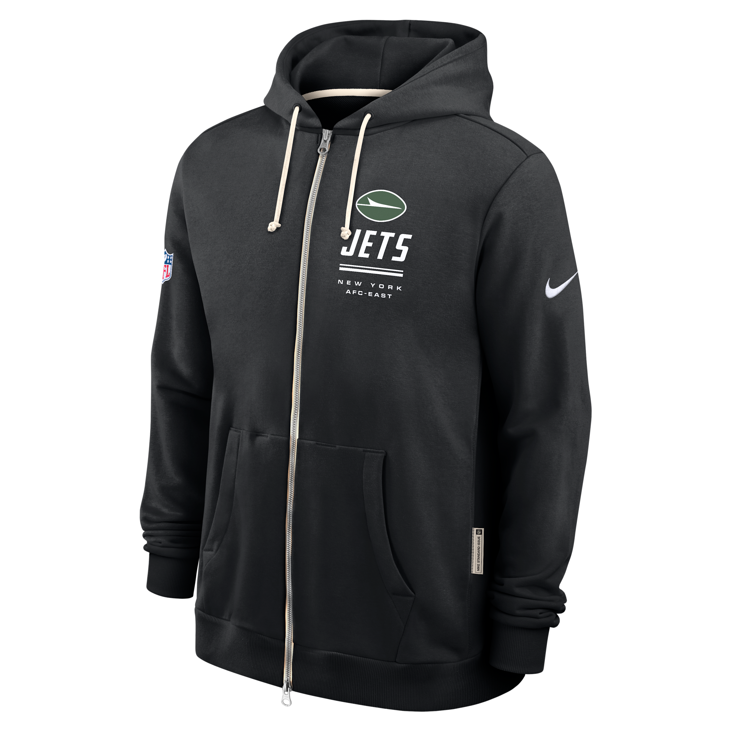 New York Jets Sideline Standard Issue Nike Men's Dri-FIT NFL Full-Zip Hoodie in Black | 03AV00A72-JK9