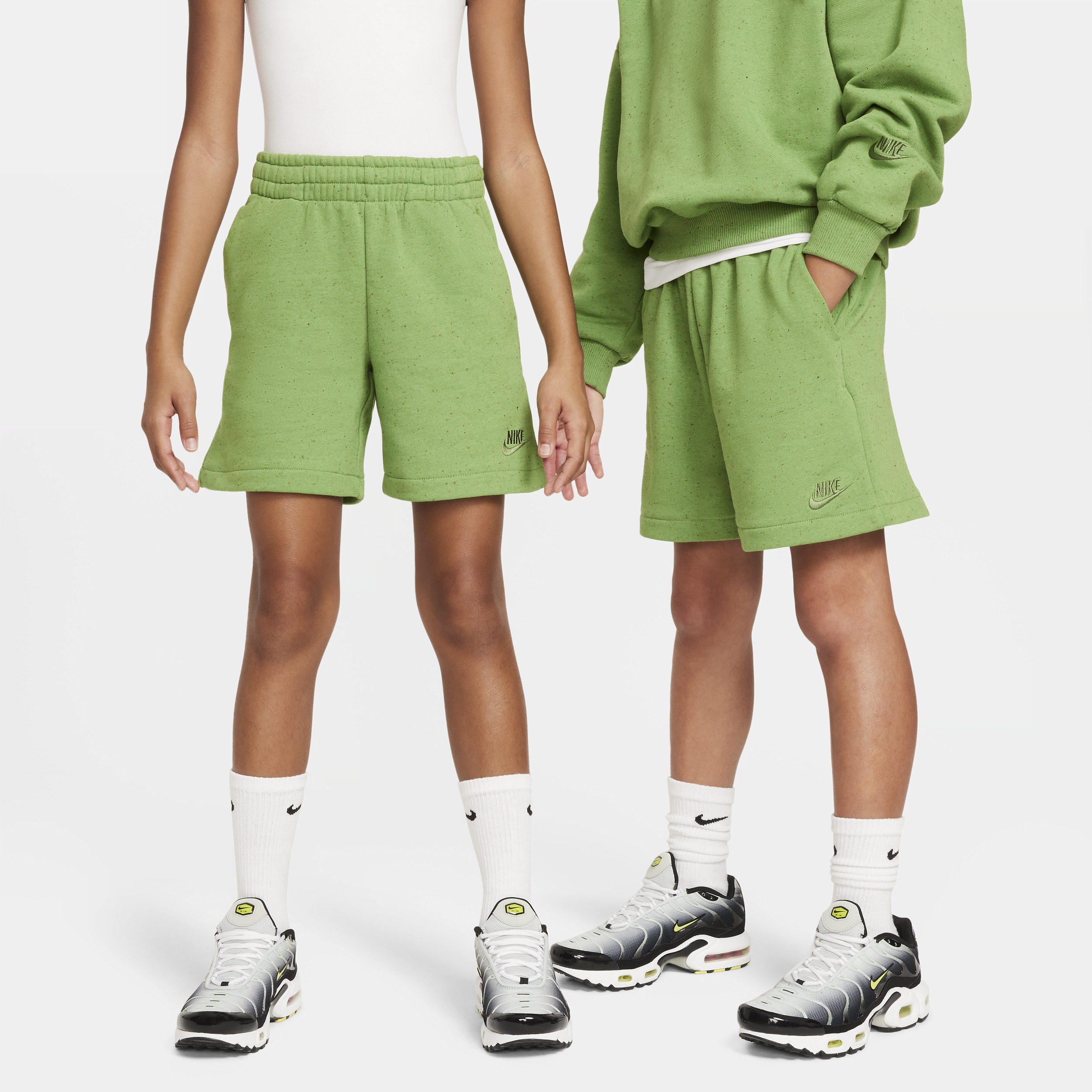 Shop Nike Sportswear Icon Fleece Easyon Big Kids' Loose Shorts In Green