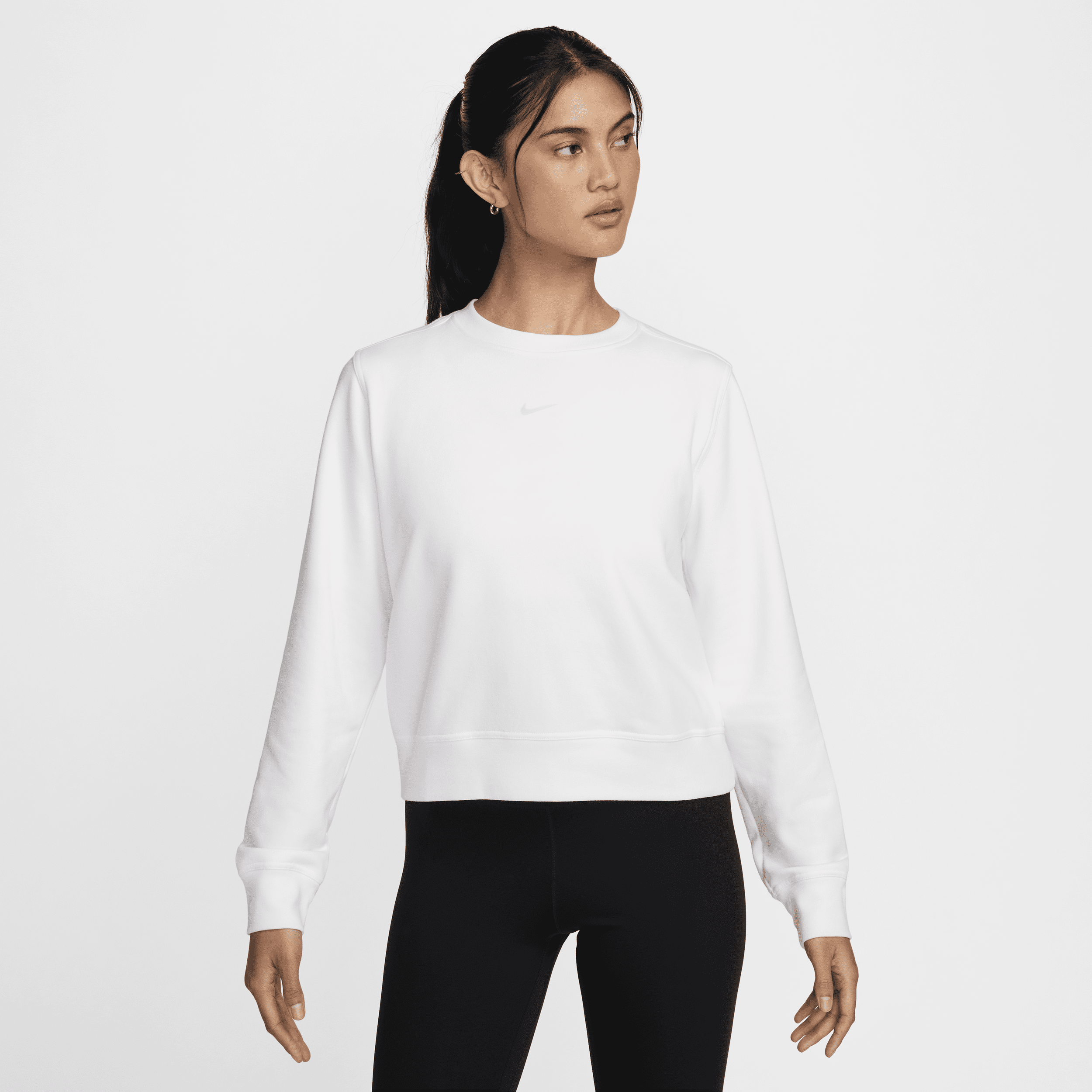 Nike Women's Dri-fit One Crew-neck French Terry Sweatshirt In White