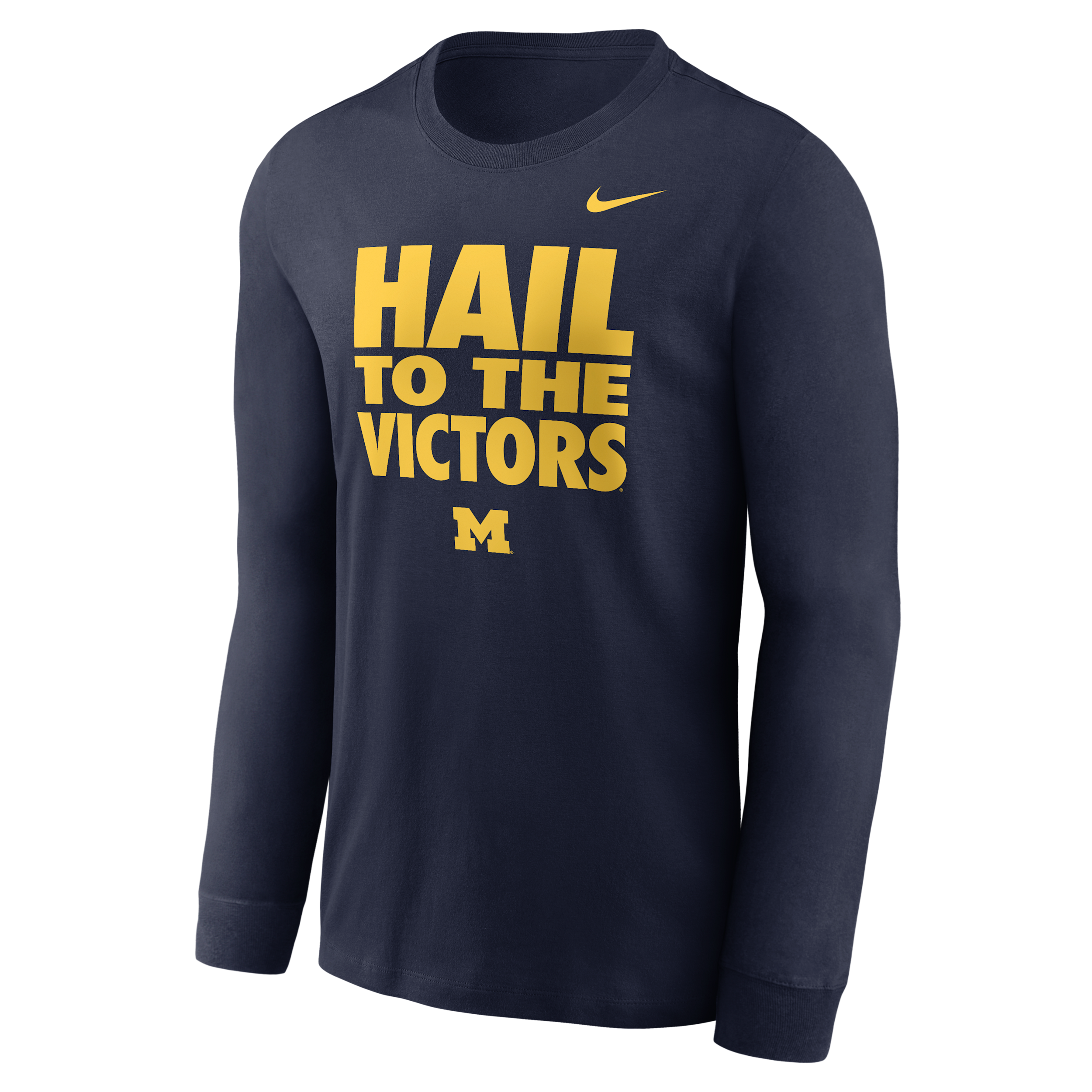 Men's Michigan Sideline Slogan Jordan Brand Dri-FIT College Long-Sleeve T-Shirt in Blue | 0JEW41SMWN-H2B