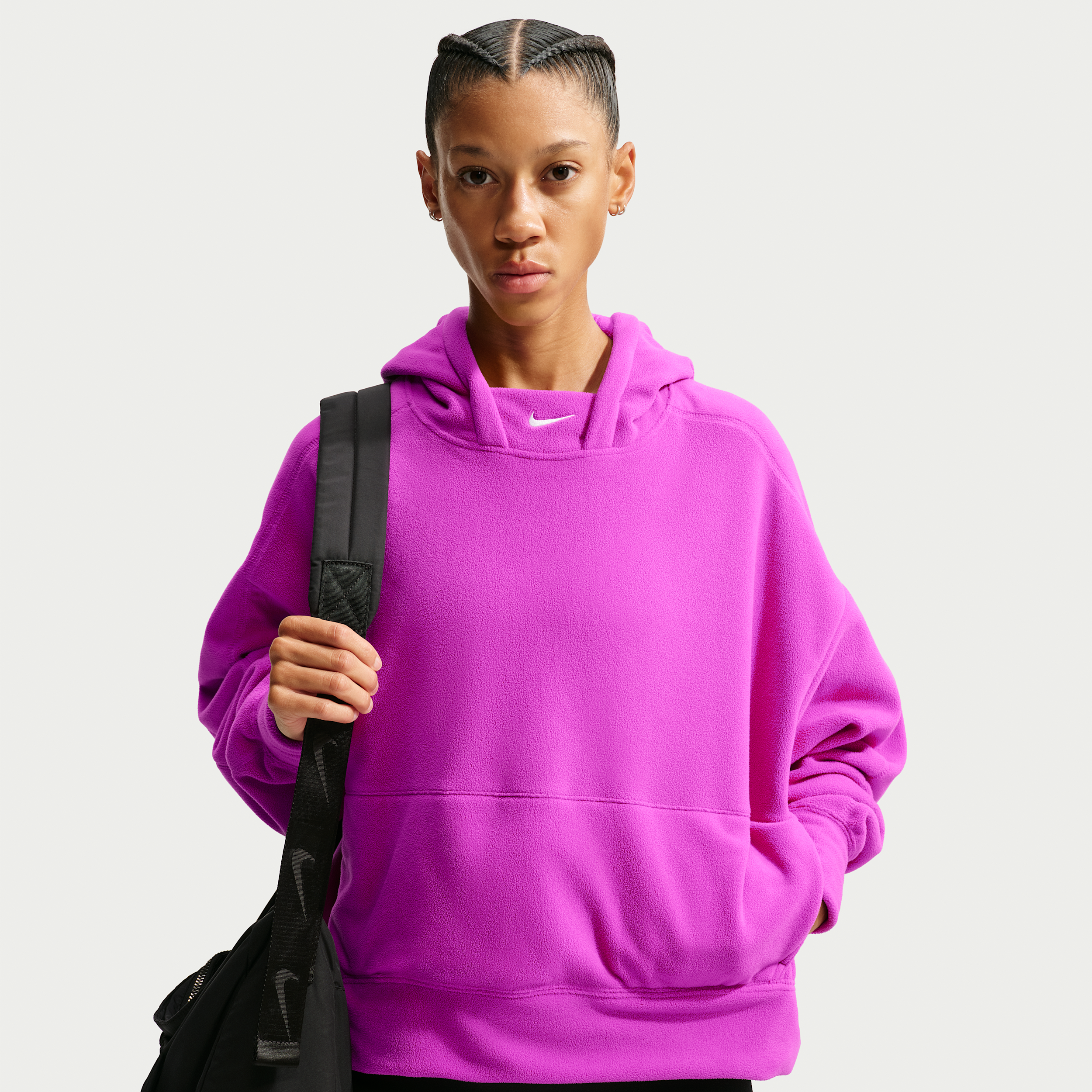 Nike Women's One Therma-FIT Oversized Pullover Hoodie in Purple | IO1052-551