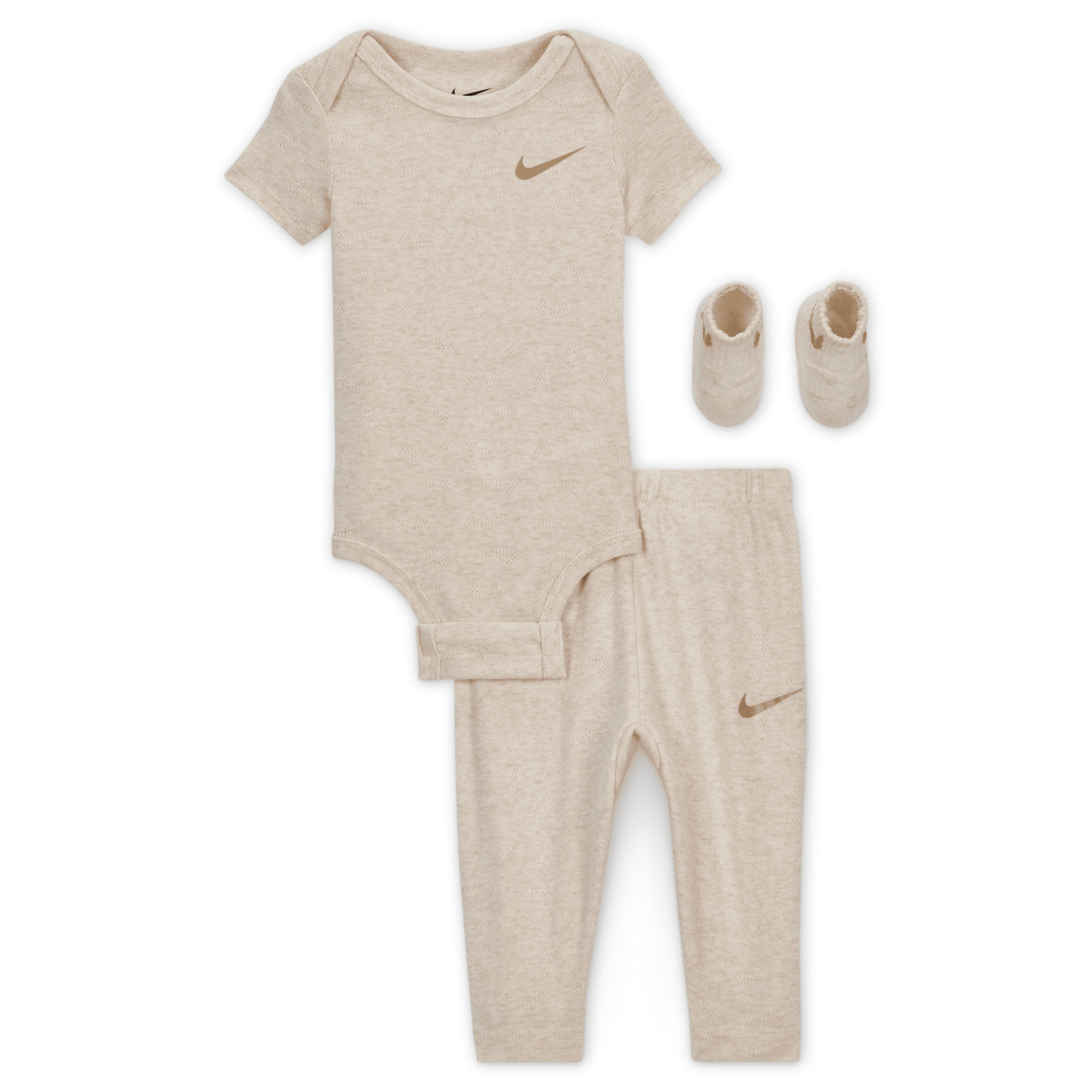 Nike Baby 3-piece Pointelle Set In Brown