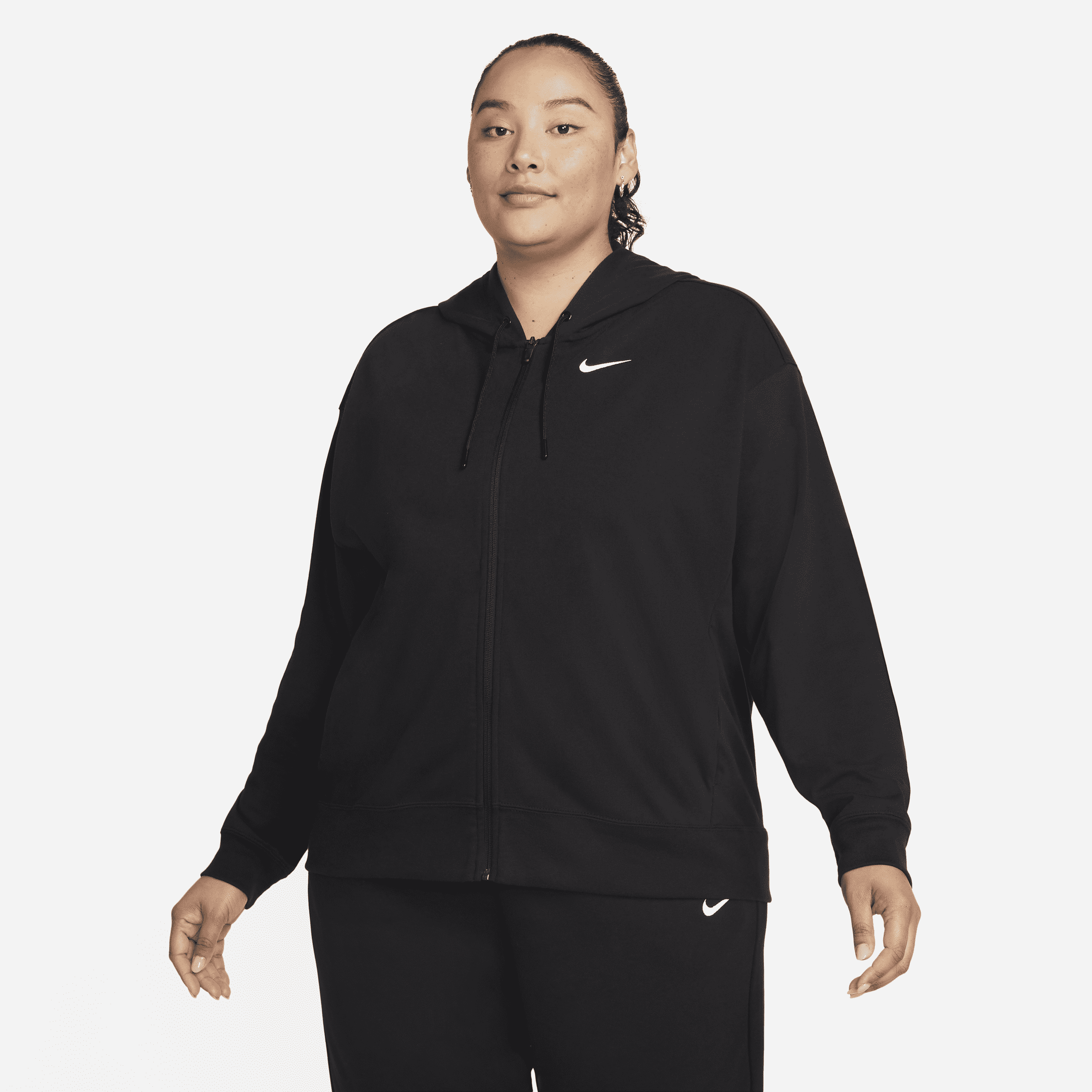 Nike Women's Sportswear Oversized Jersey Full-zip Hoodie (plus Size) In Black