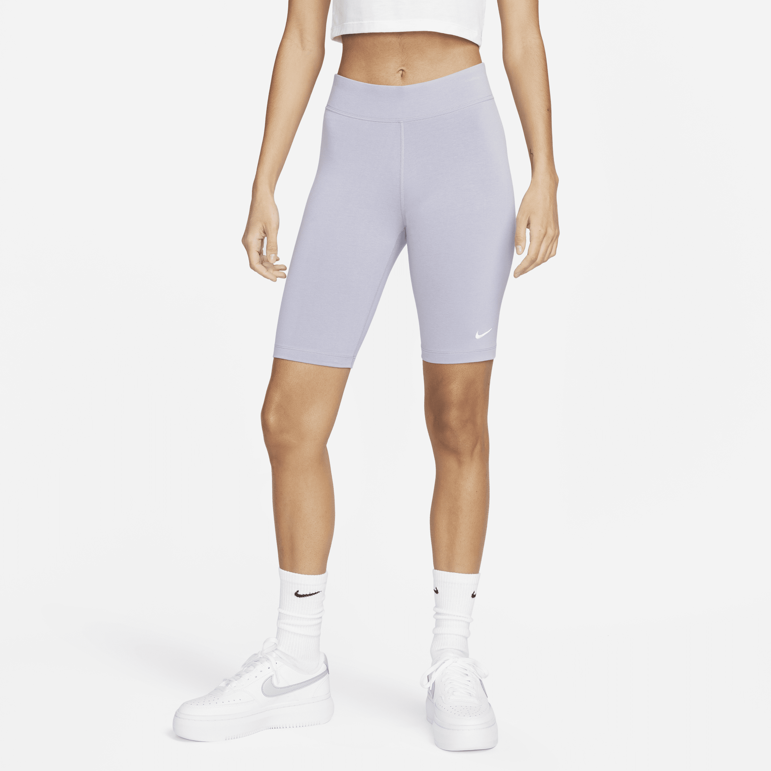 Nike Women's  Sportswear Essential Mid-rise 10" Biker Shorts In Purple