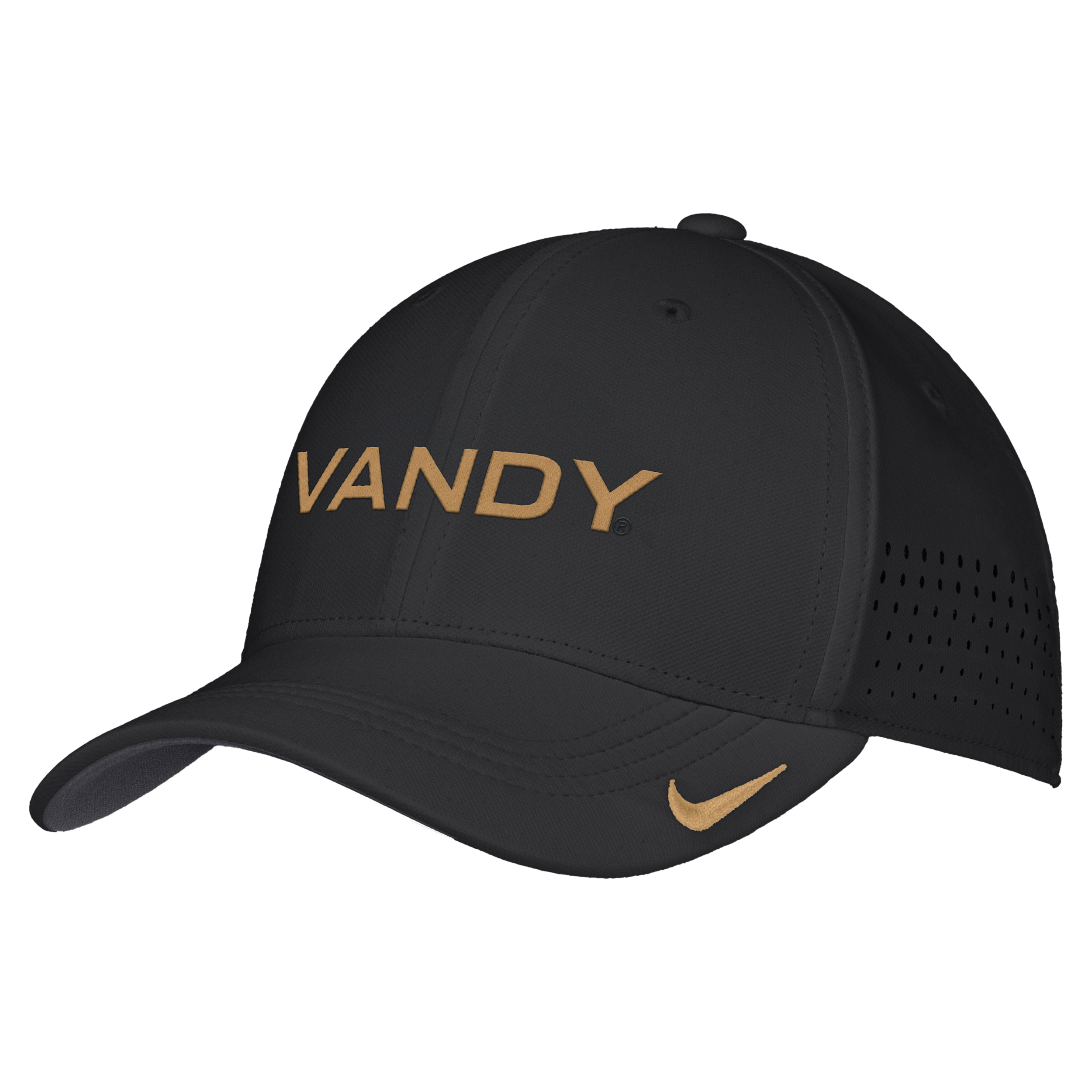 Men's Nike Black Vanderbilt Commodores 2026 On-Field AeroBill SwooshFlex Dri-fit Hat - Black