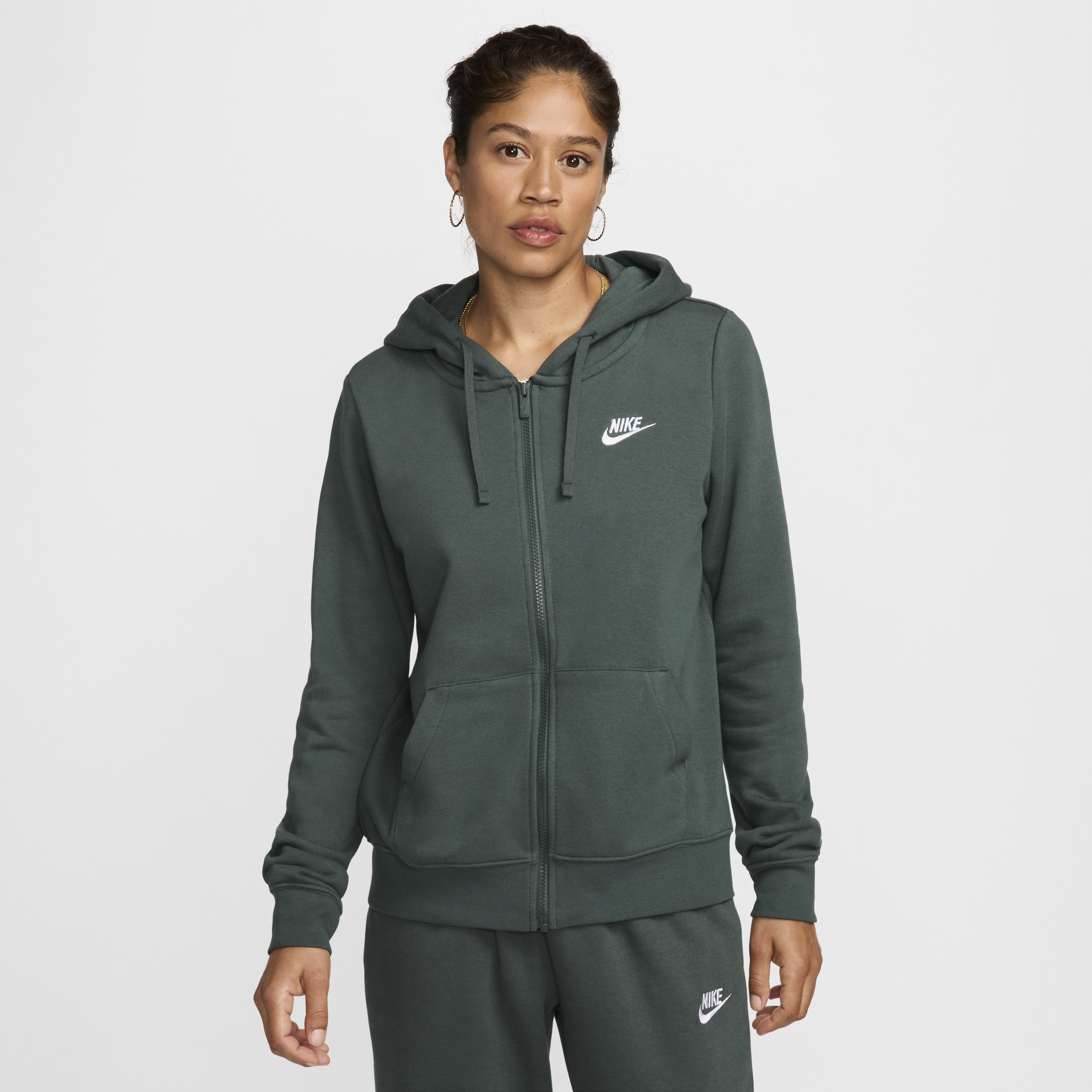 Shop Nike Women's  Sportswear Club Fleece Full-zip Hoodie In Green