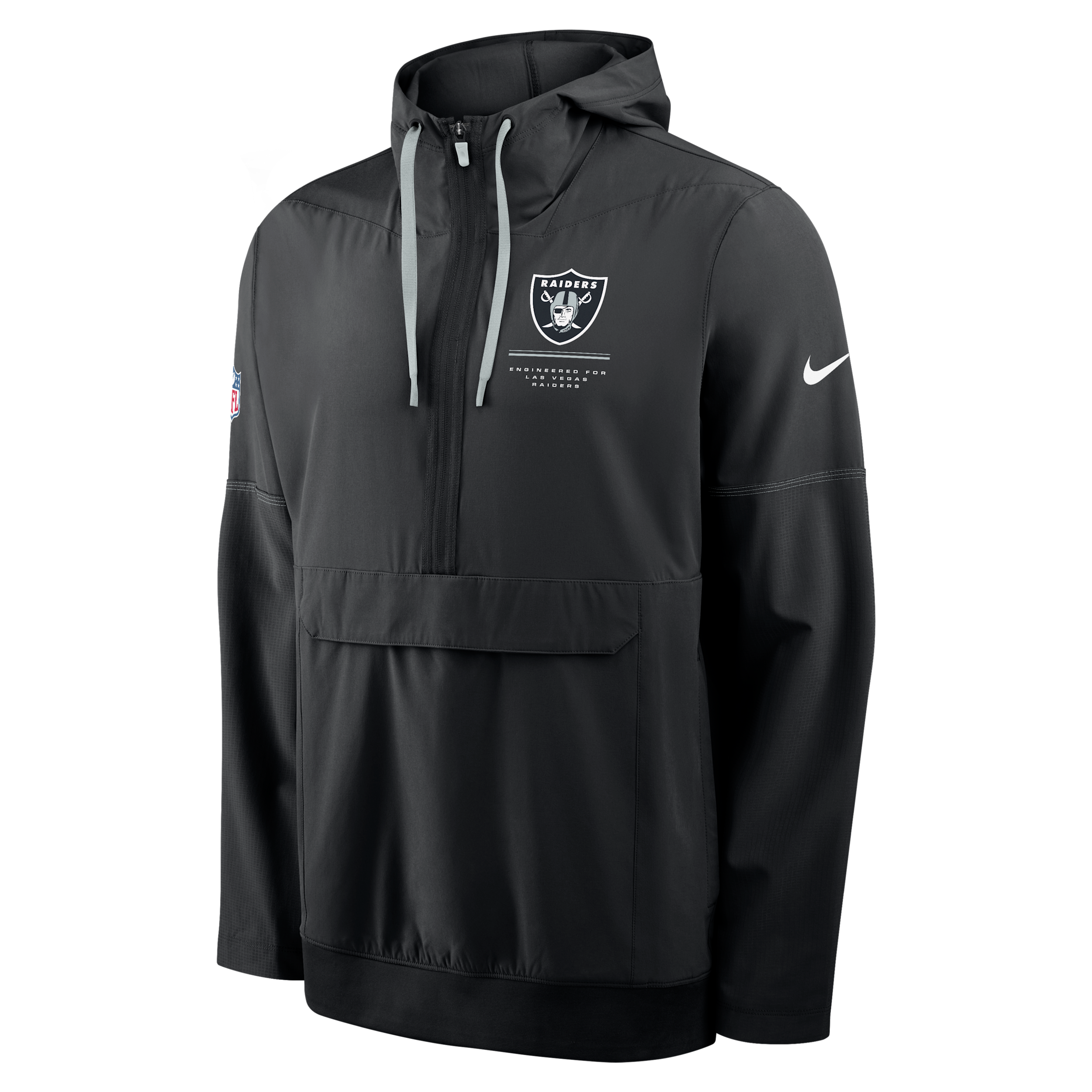 Las Vegas Raiders Sideline Anorak Nike Men's NFL 1/2-Zip Hooded Jacket in Black | 03AT056Y8D-EKU