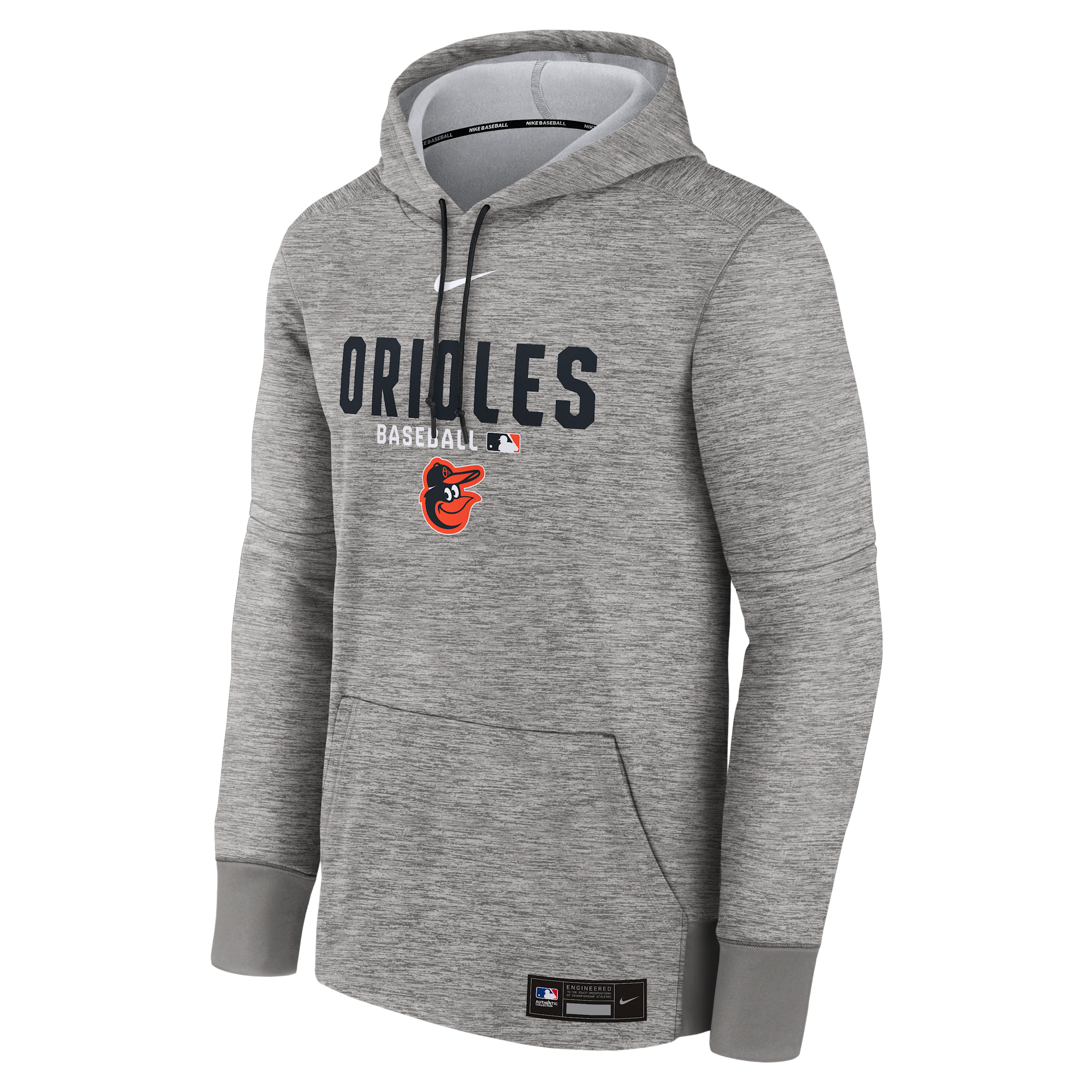Nike Men's Heather Charcoal Baltimore Orioles Authentic Collection Therma-fit Hoodie - Heather Charcoal