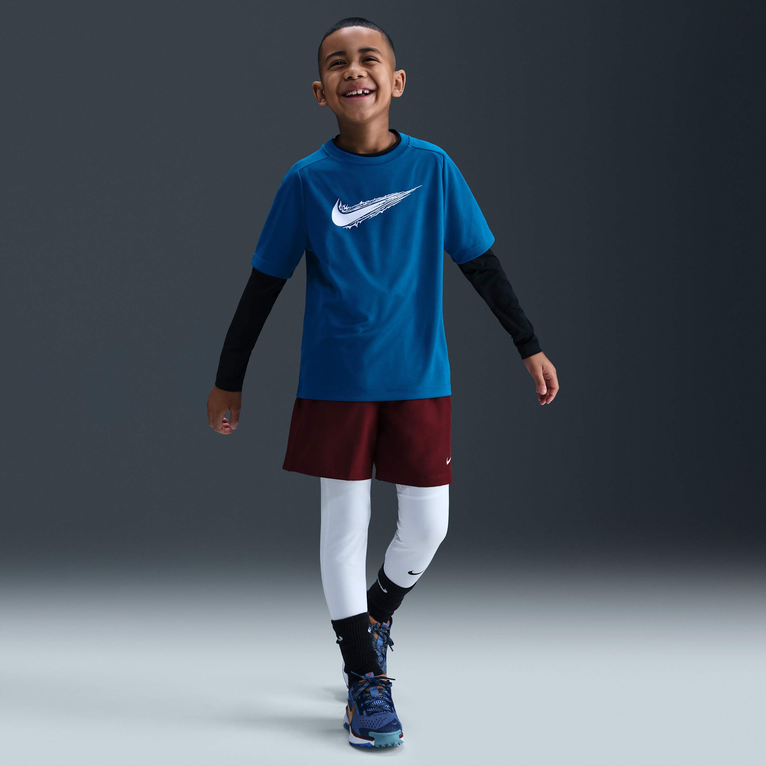 Nike Pro Big Kids' (Boys') Dri-FIT Tights in White | IO9018-100