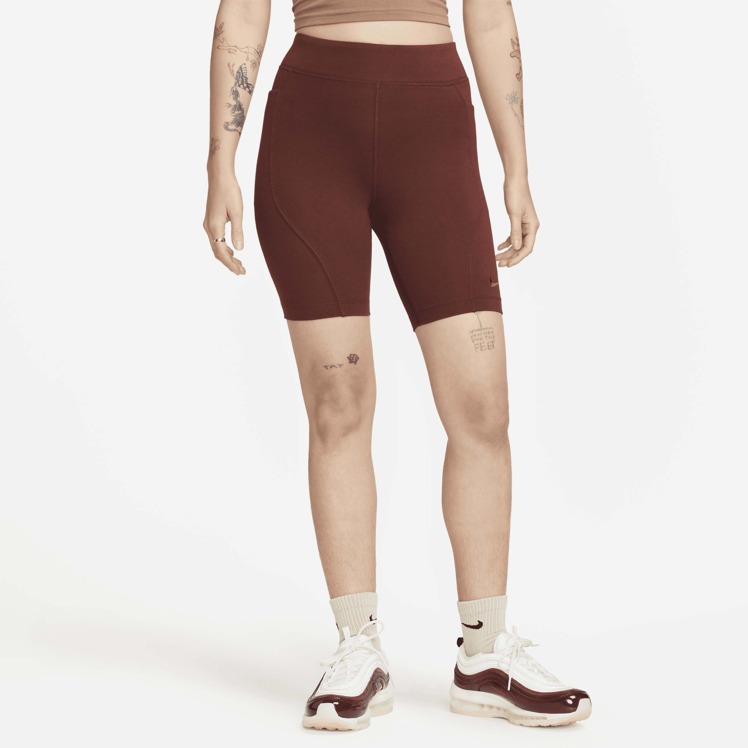 Nike Women's  Sportswear Everyday Modern High-waisted Biker Shorts With Pockets In Brown