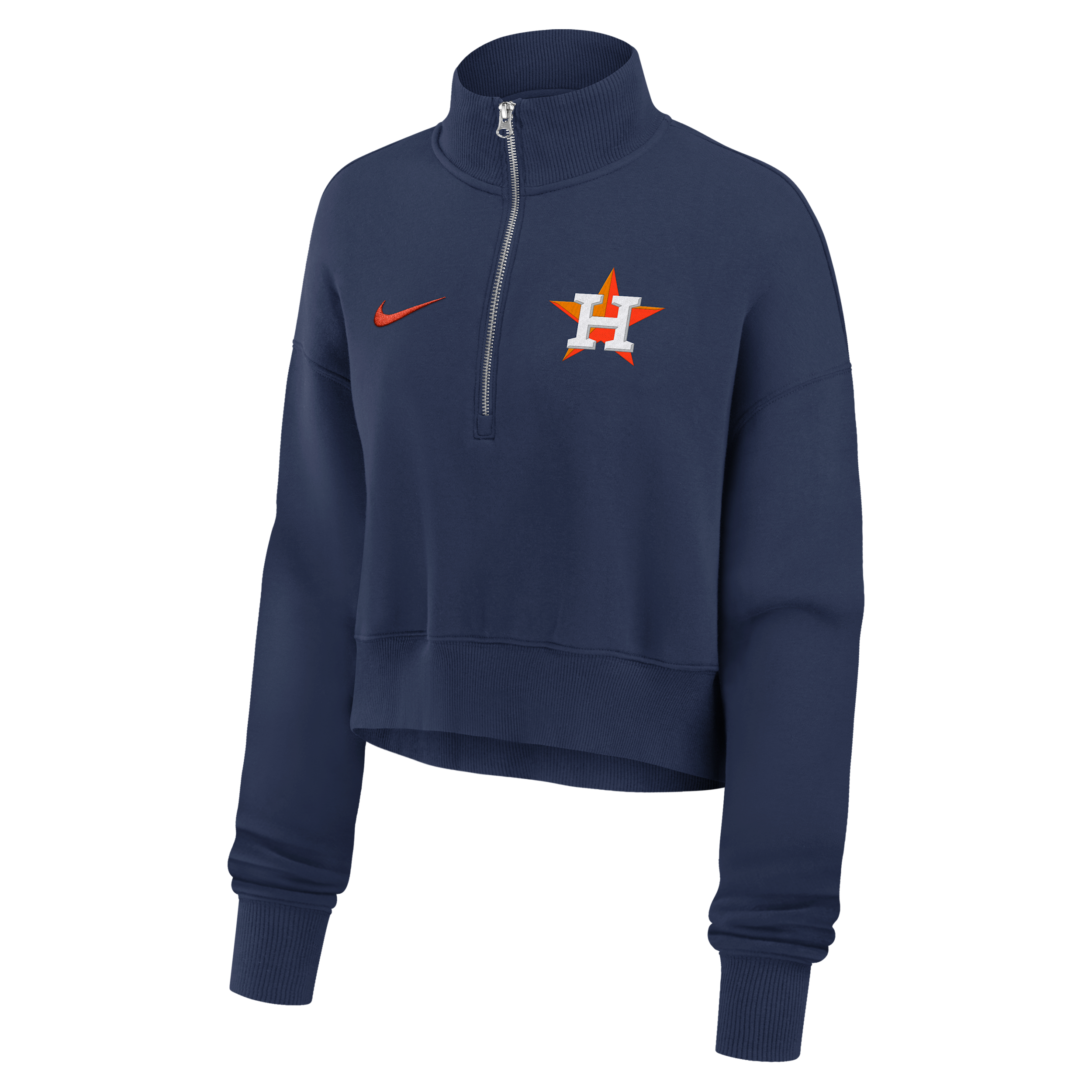 Houston Astros Phoenix Nike Women's MLB Cropped 1/4-Zip Crew in Blue | 01N944BHUS-LMW