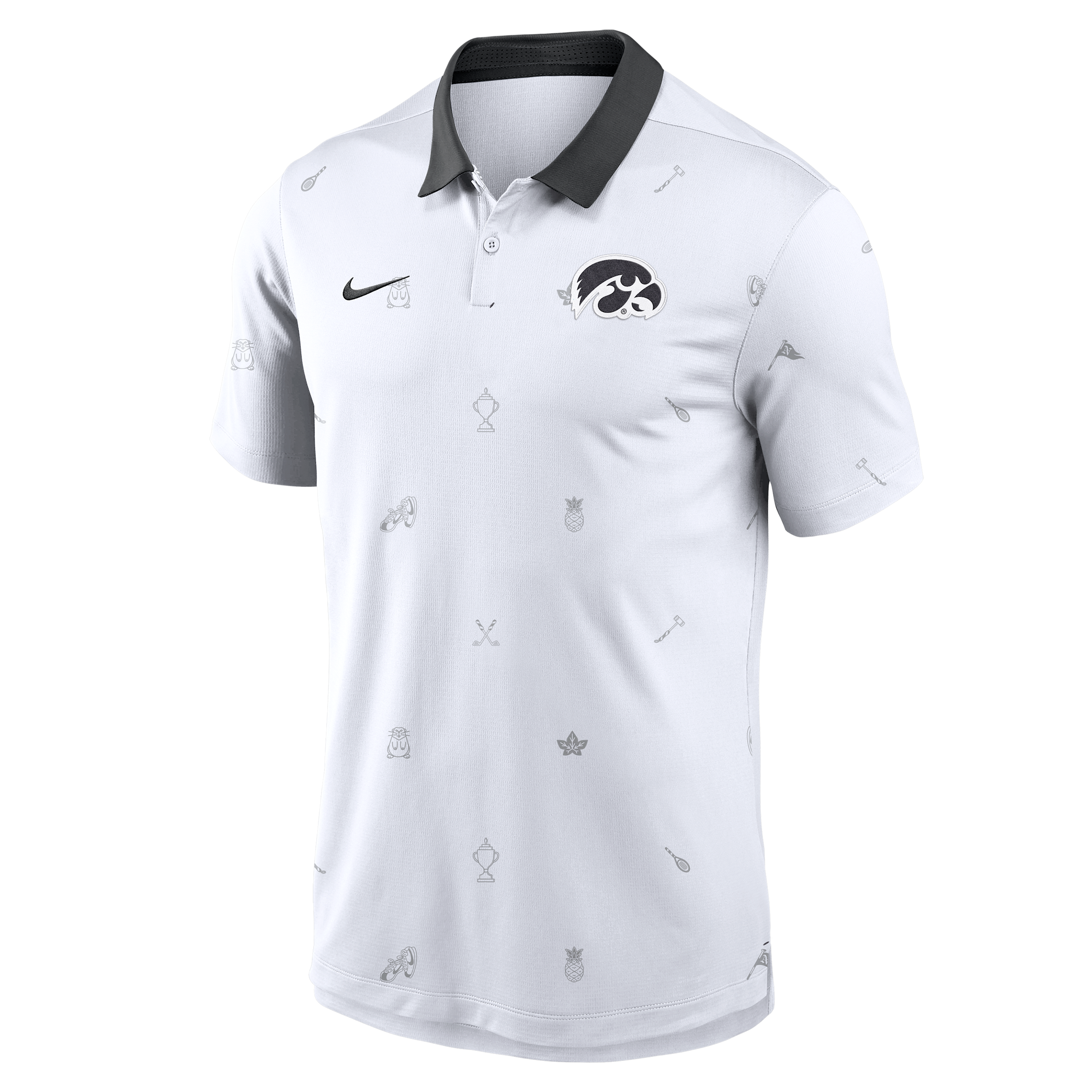 Nike Men's White Iowa Hawkeyes Vapor Pattern Dri-fit Polo Shirt - White, Black