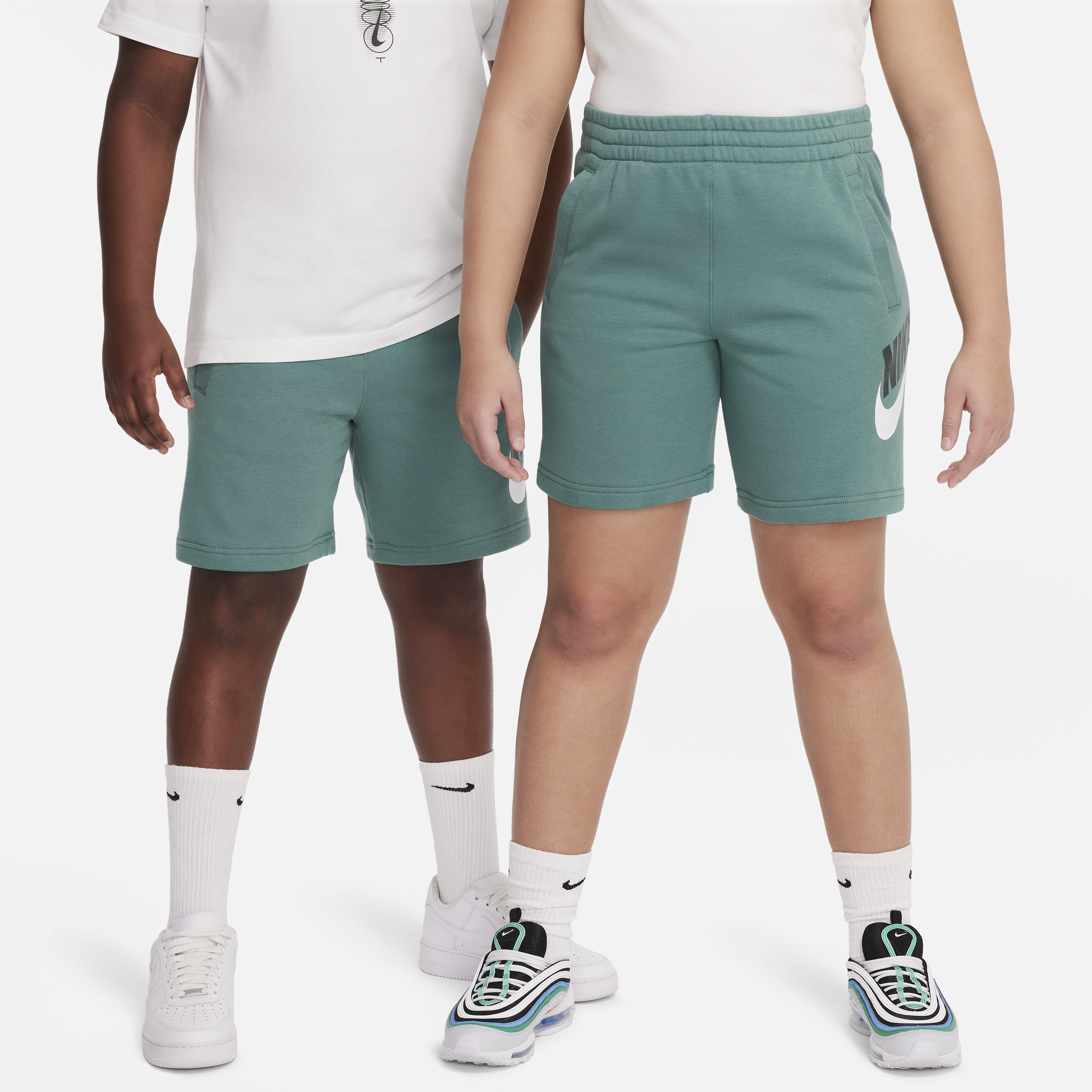 Shop Nike Sportswear Club Fleece Big Kids' French Terry Shorts (extended Size) In Green