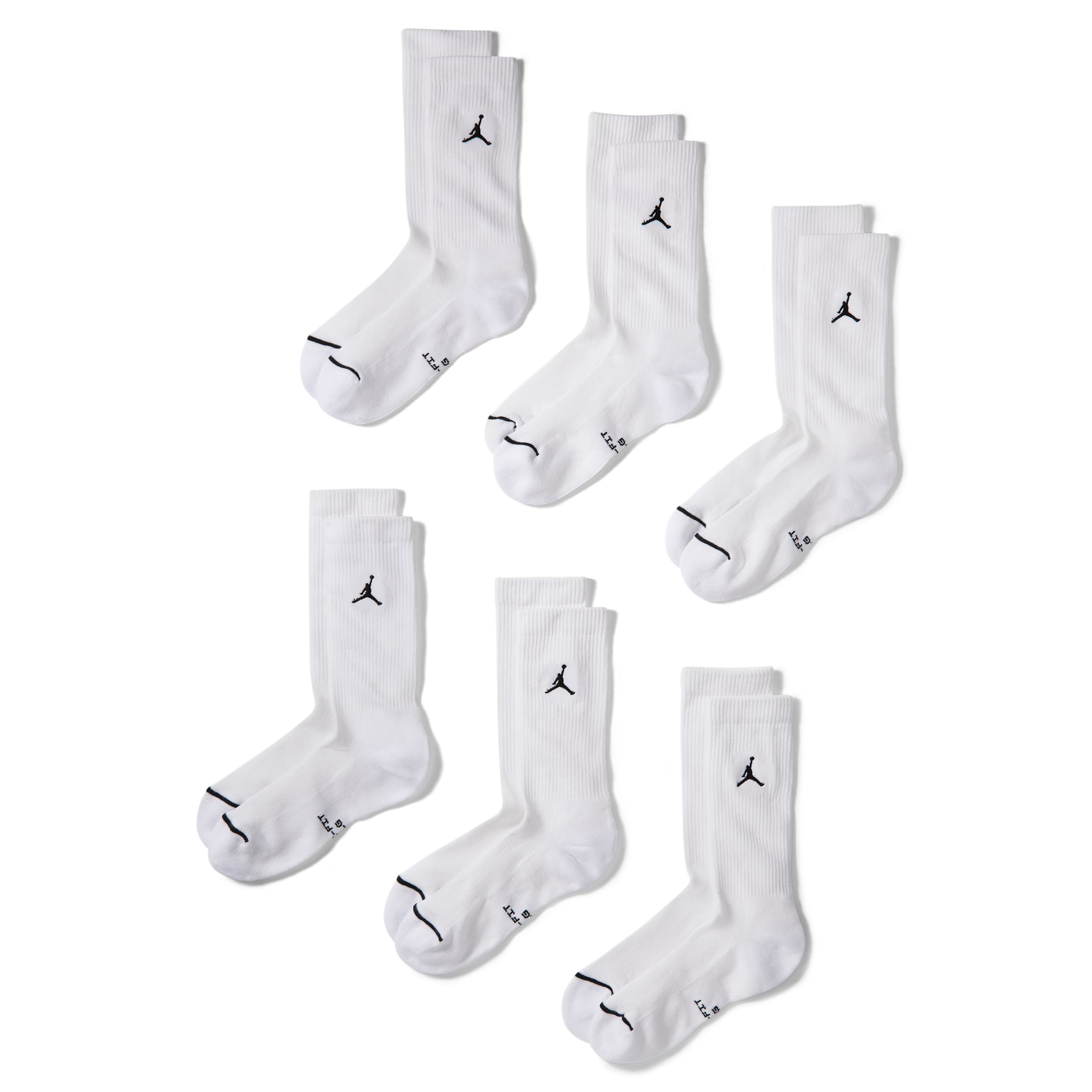 Jordan Everyday Elevated Crew Socks (6 Pairs) in White | IR6326-100