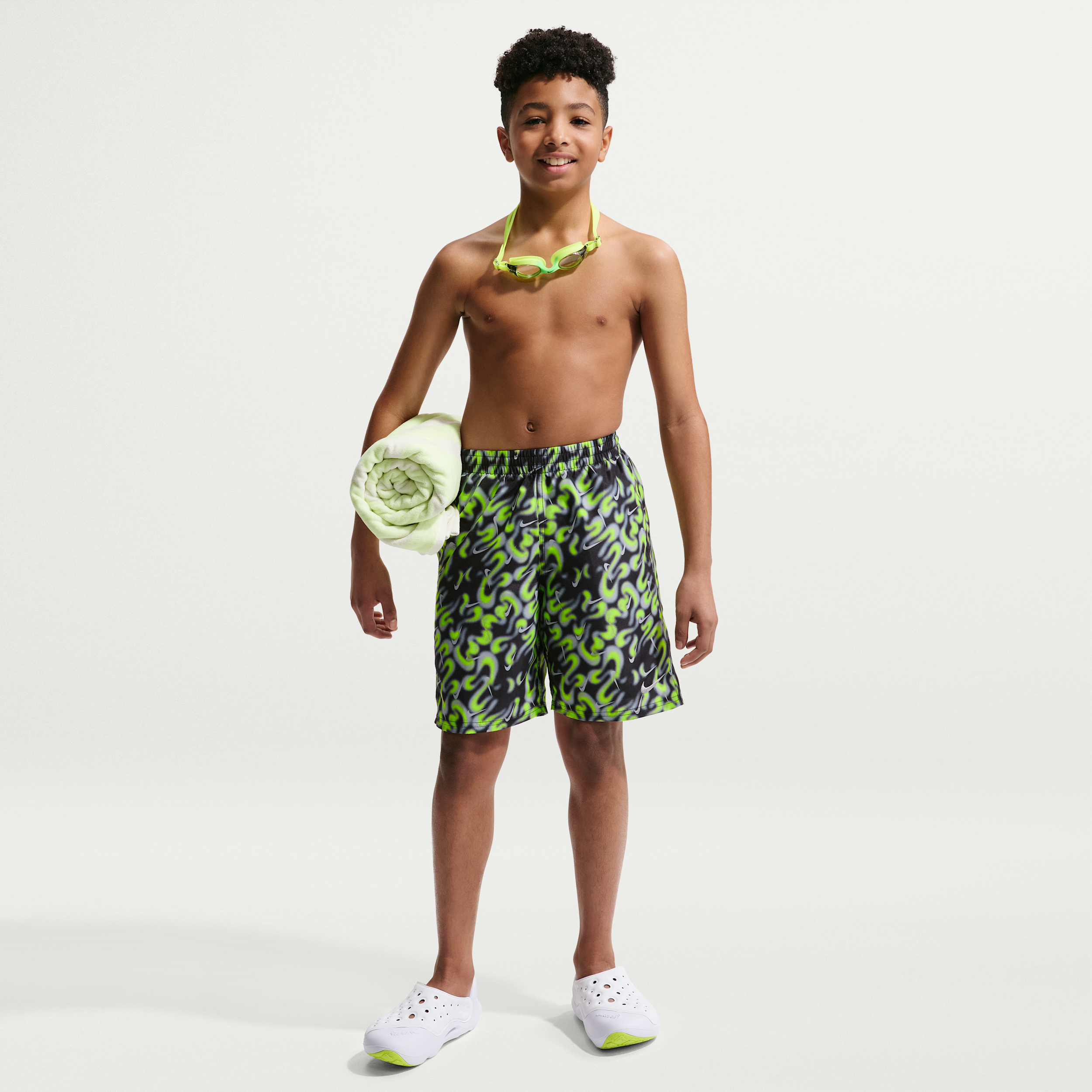 Nike Swim Breaker Big Kids' (Boys') 7" Brief-Lined Volley Short in Black | NESSG810-001