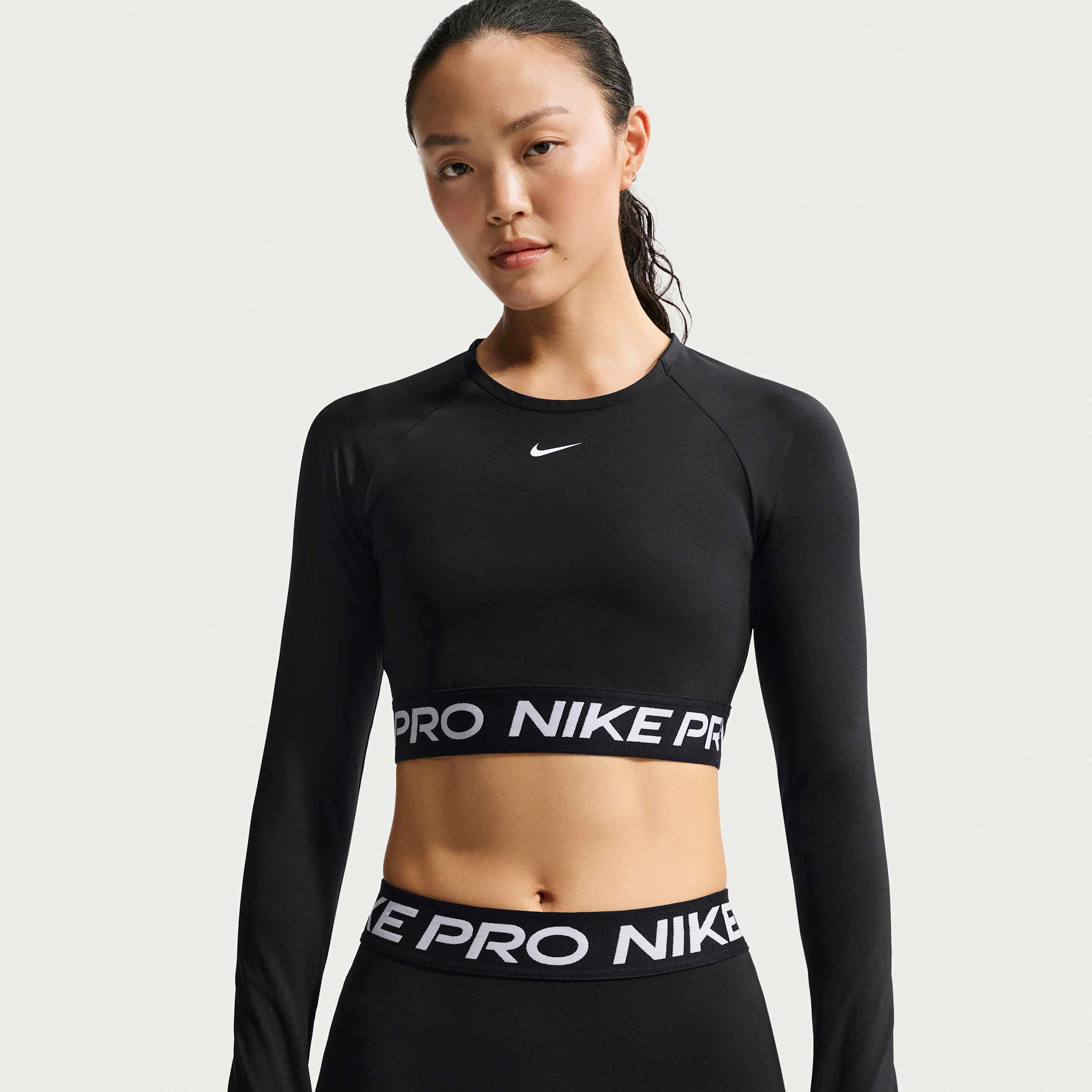 Women's Nike Pro Dri-FIT Cropped Long-Sleeve Top in Black | FV5484-010