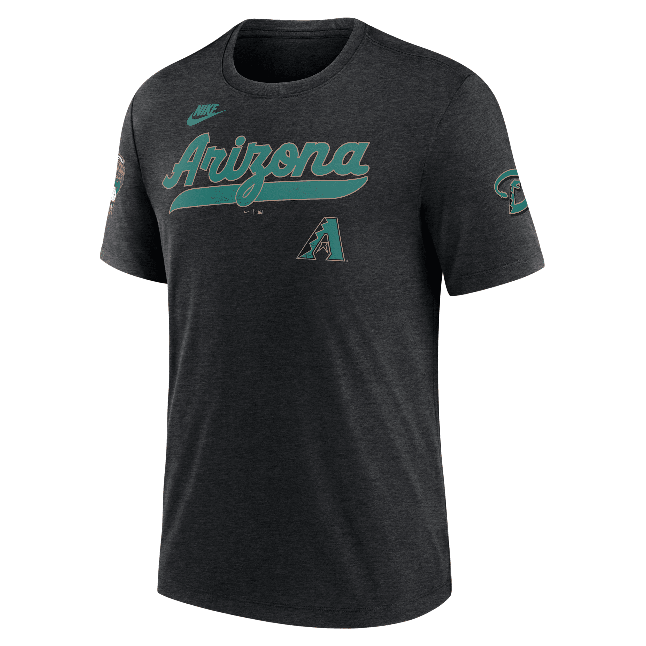 Nike Heather Black Arizona Diamondbacks Cooperstown Collection Eras Tri-blend T-shirt In Black