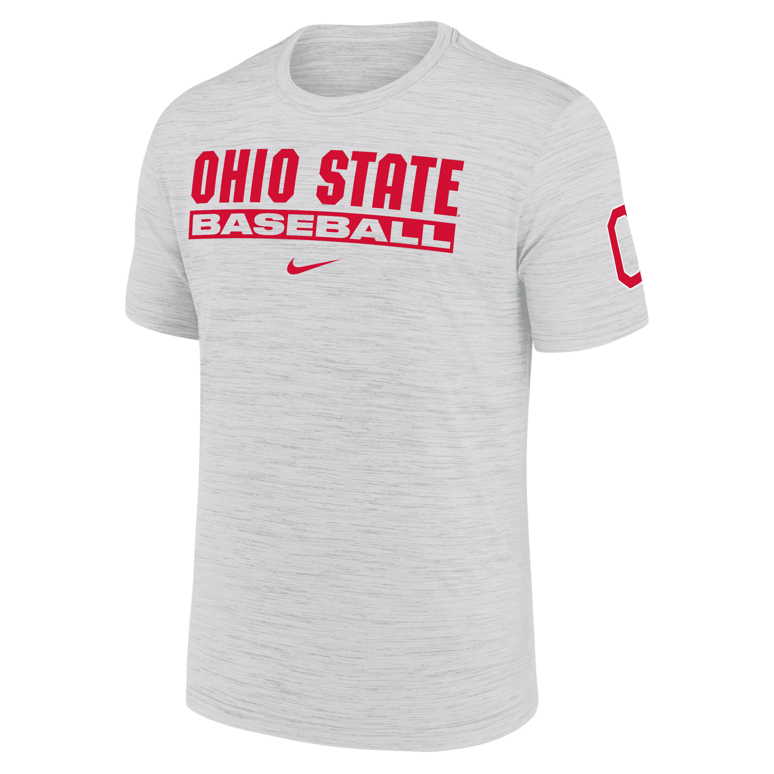 Nike Ash Ohio State Buckeyes Velocity Baseball Wordmark Stack Performance T-shirt In White