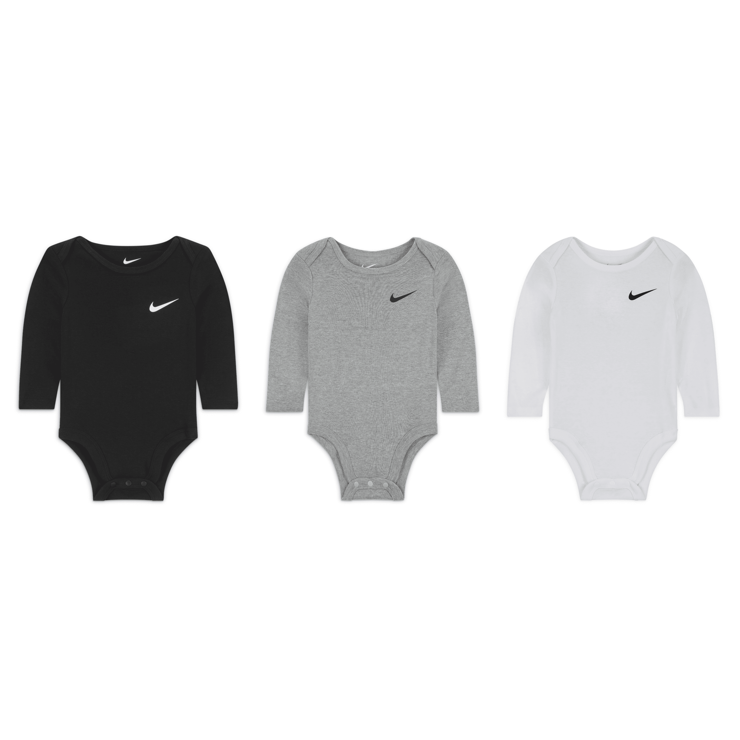 Nike Essentials 3-pack Long Sleeve Bodysuits Baby Bodysuit Pack In Grey