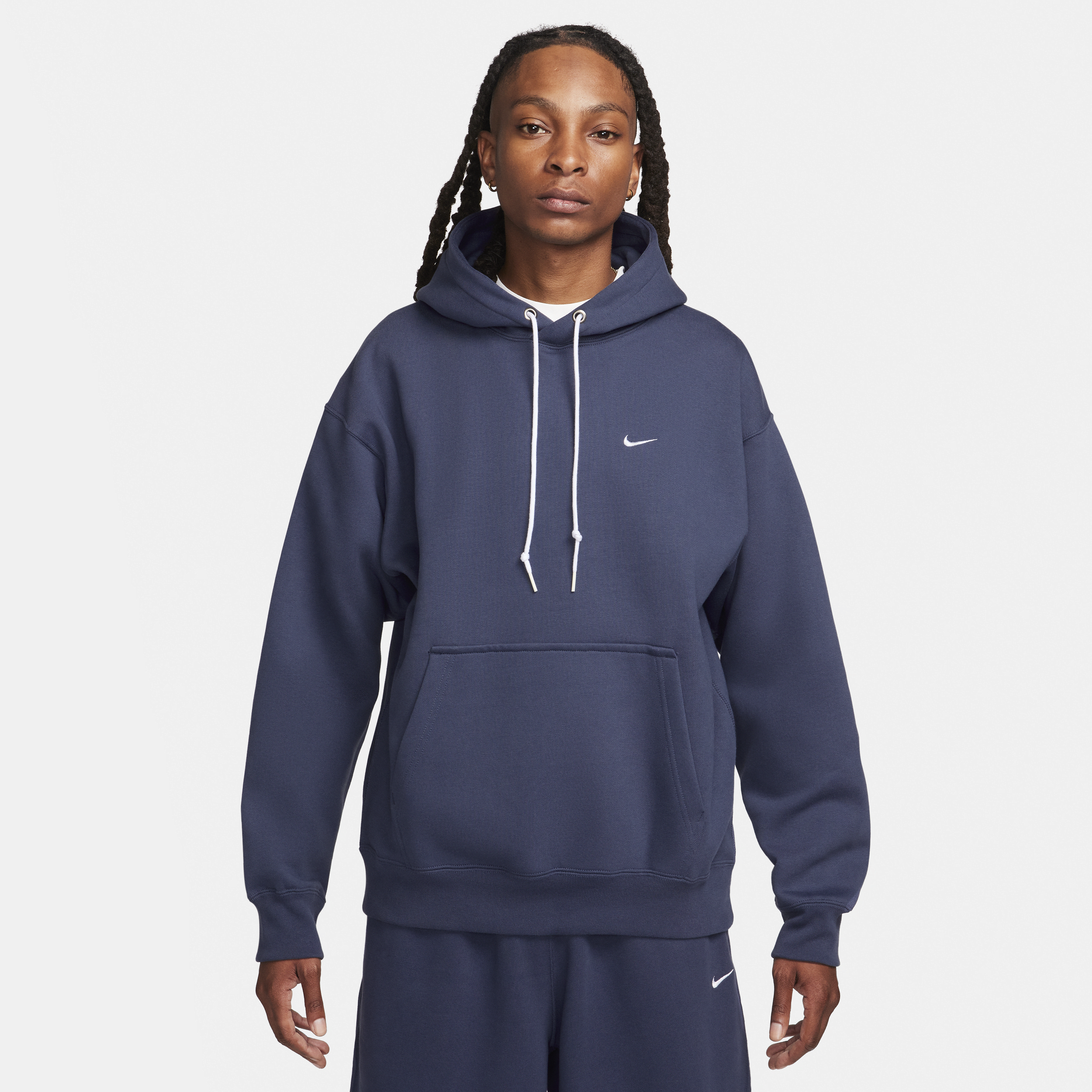 Shop Nike Men's Solo Swoosh Fleece Pullover Hoodie In Blue