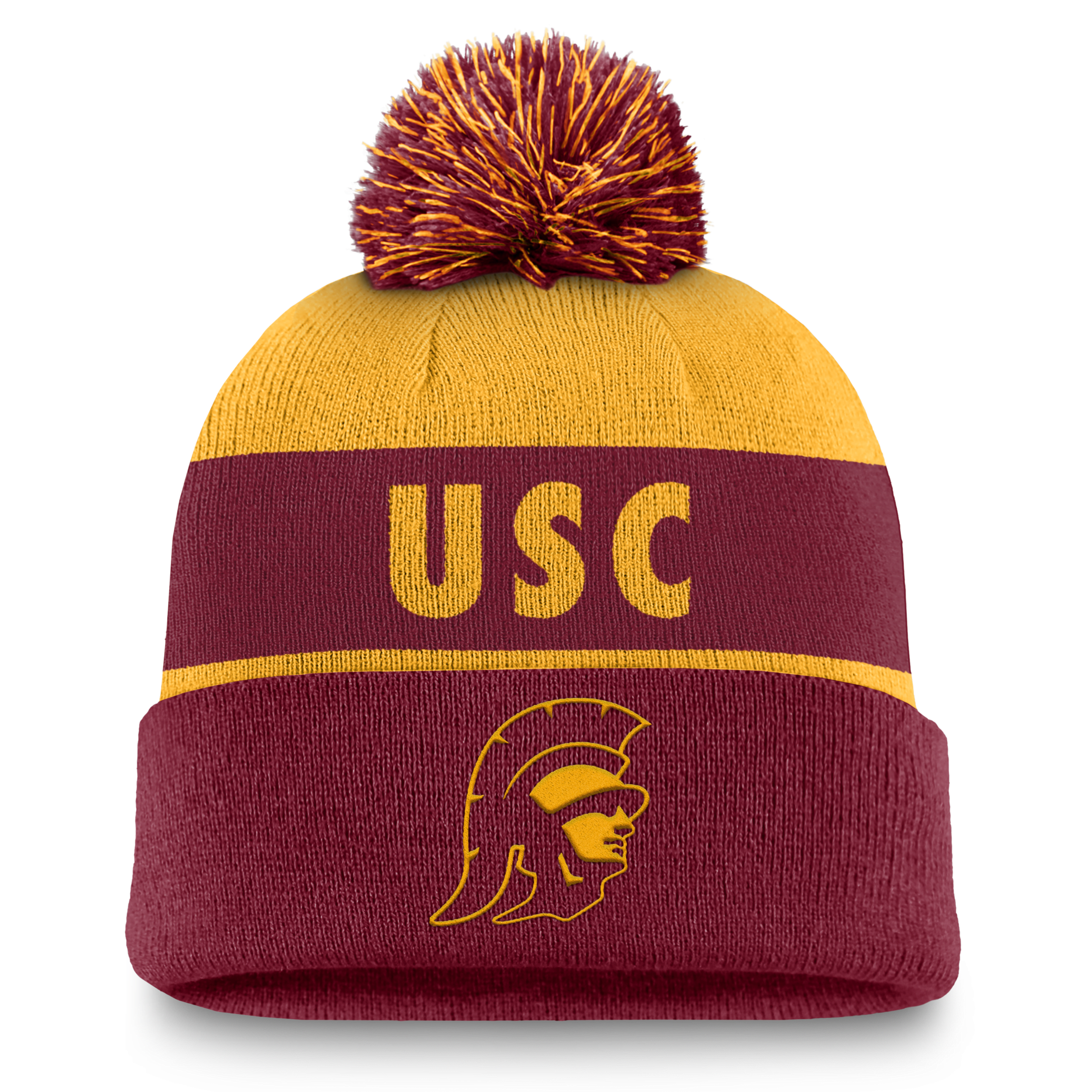 Nike Usc Trojans Primetime Peak Unisex College Cuffed Pom Beanie In Red
