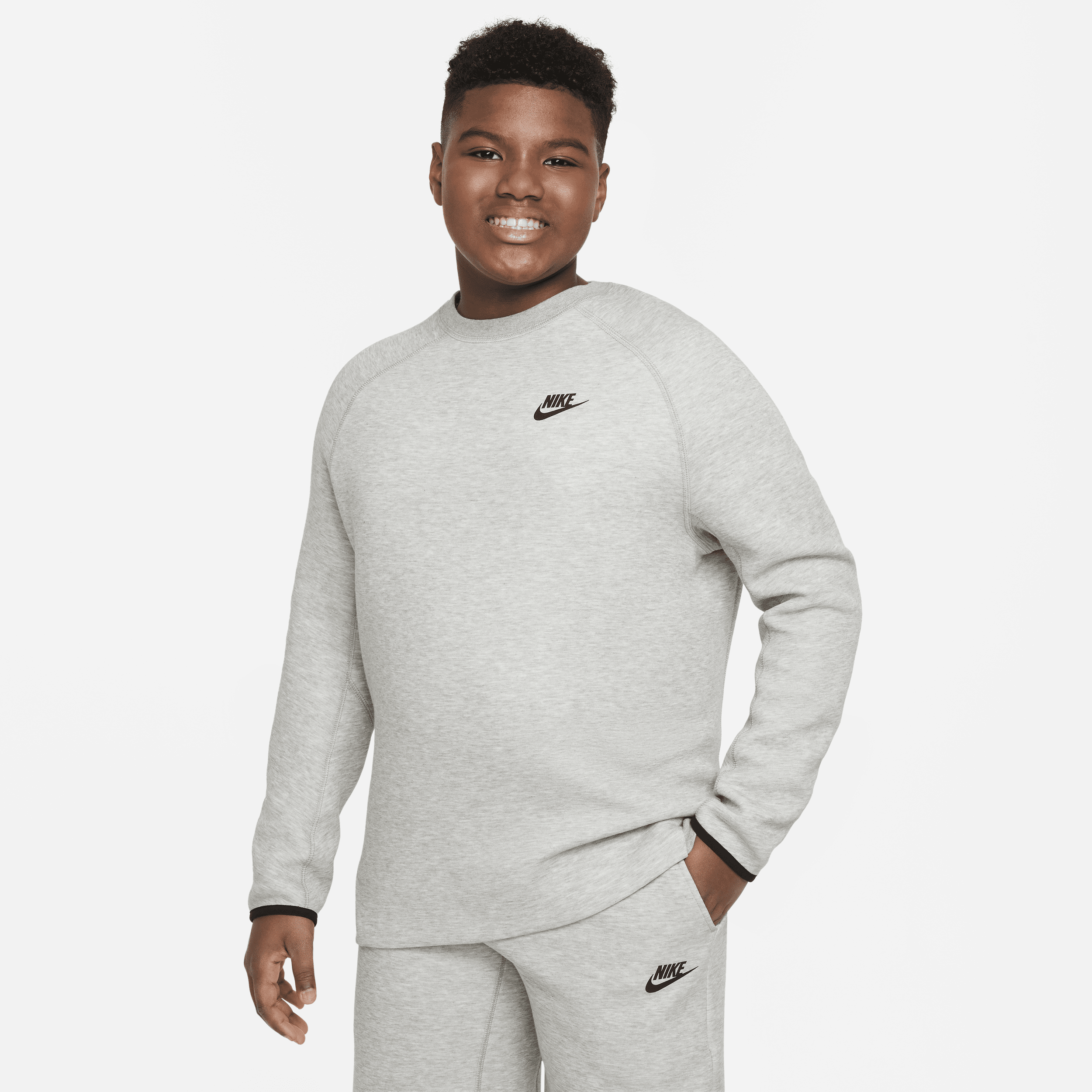 Nike Sportswear Tech Fleece Big Kids' (boys') Sweatshirt (extended Size) In Grey
