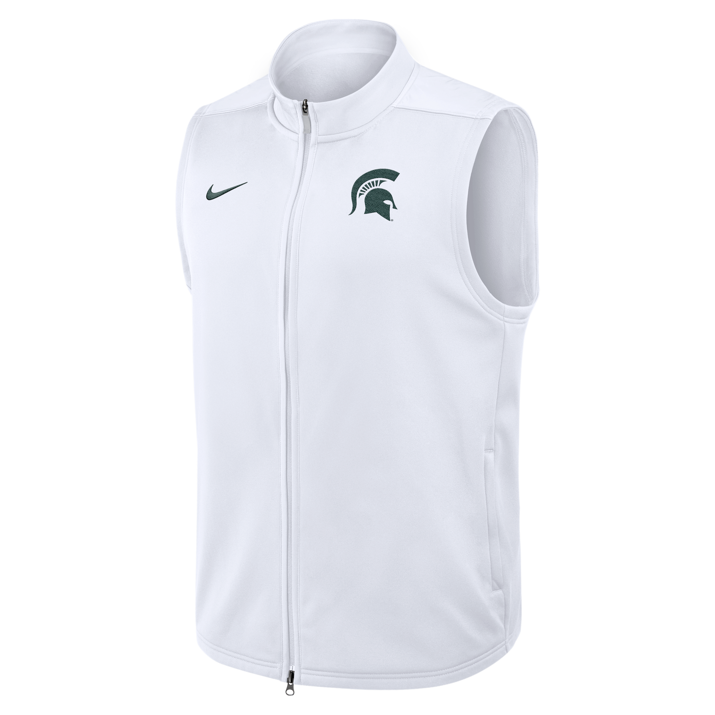 Michigan State Primetime Victory Nike Men's Therma-FIT College Full-Zip Vest in White | 03OJ10AMST-3VN