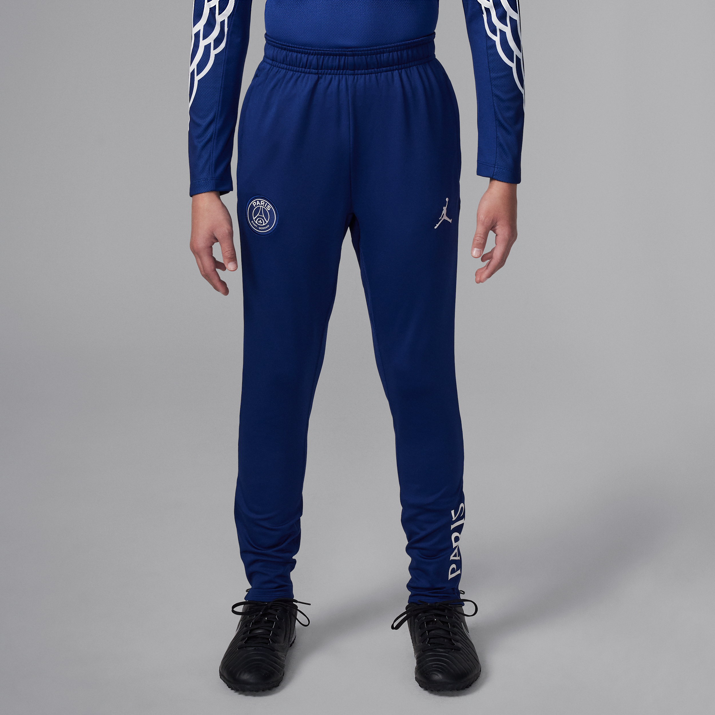 Nike Paris Saint-germain Strike Fourth Big Kids' Jordan Dri-fit Soccer Knit Pants In Blue