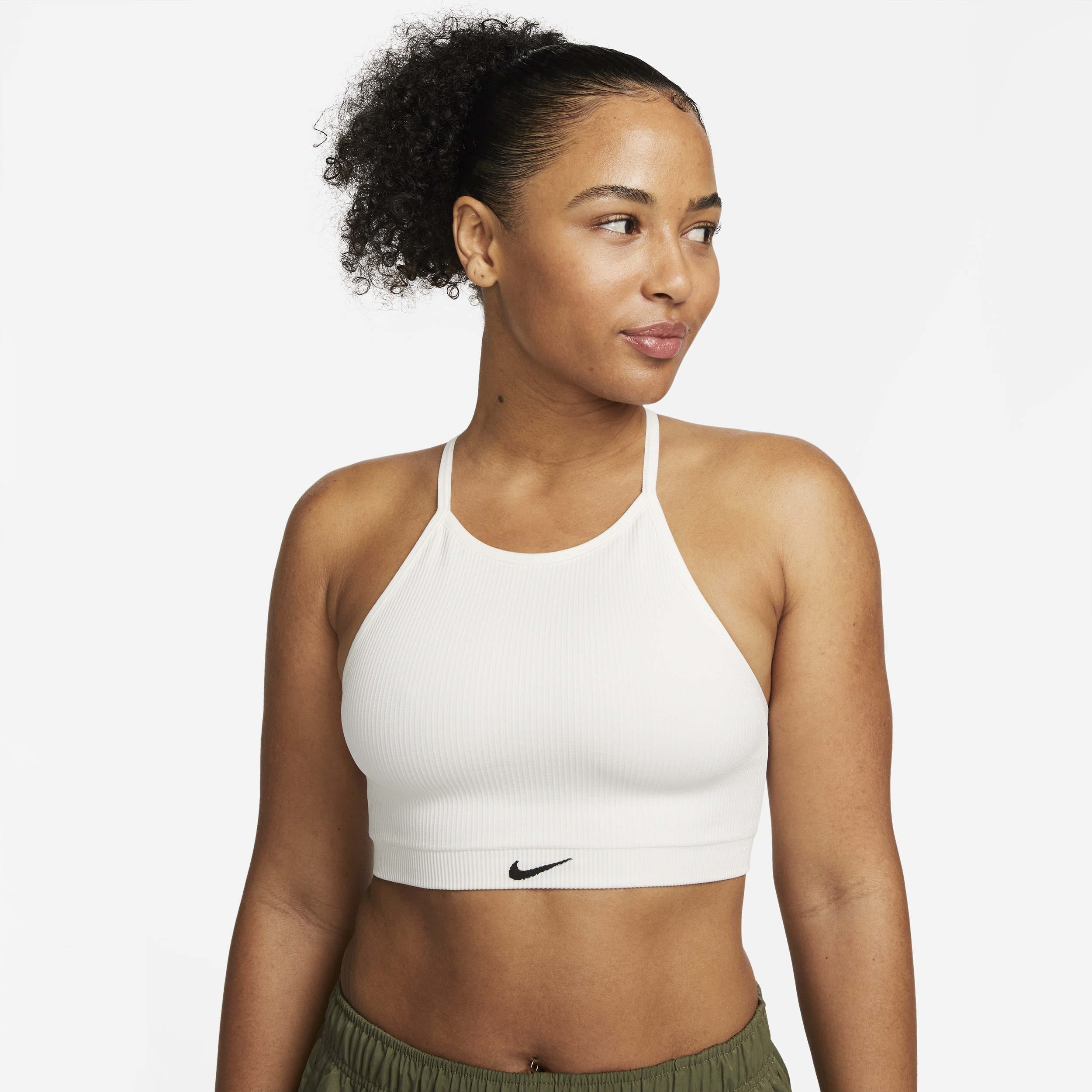 Nike Women's Indy Seamless Ribbed Light-support Non-padded Sports Bra In White