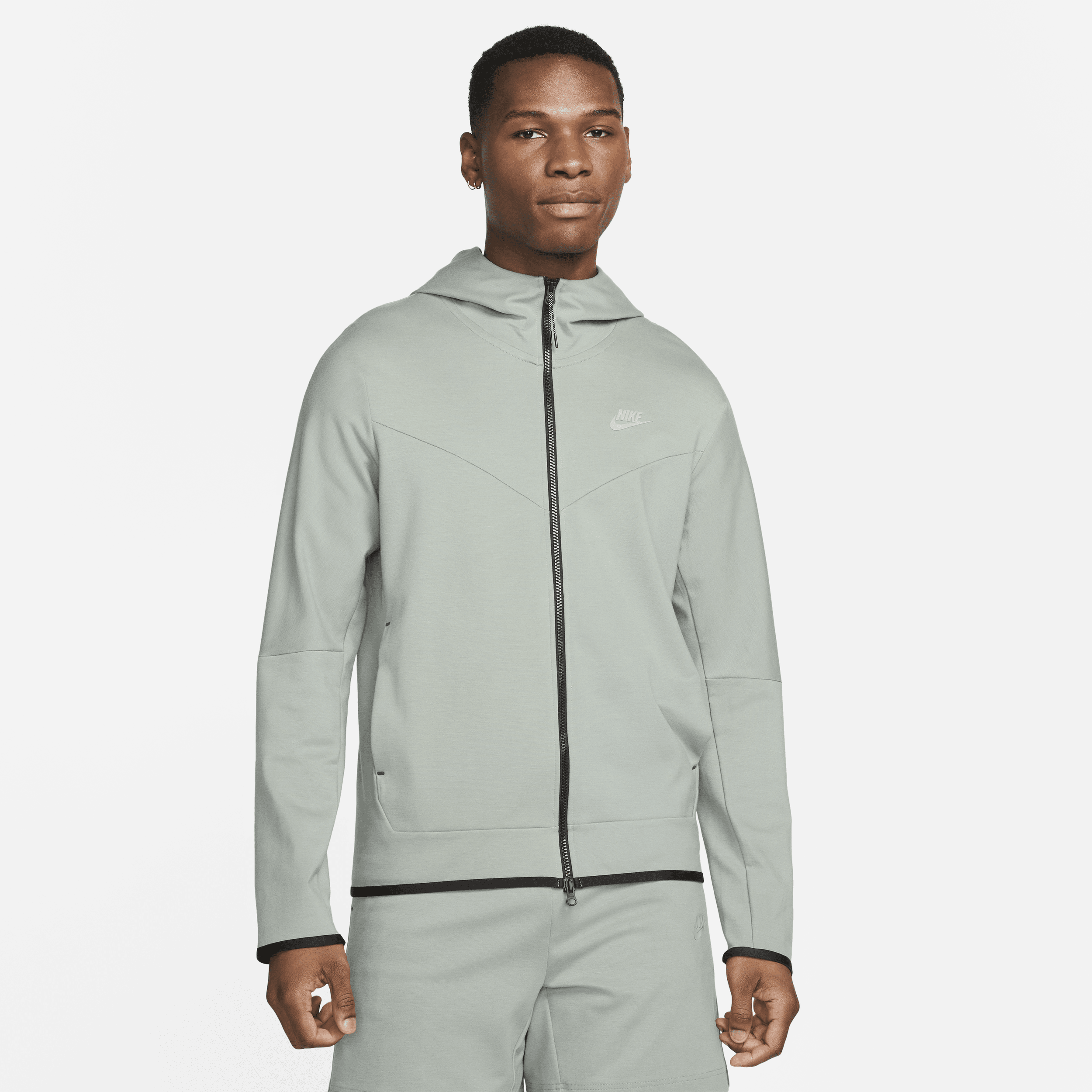 Shop Nike Men's  Sportswear Tech Fleece Lightweight Full-zip Hoodie Sweatshirt In Grey
