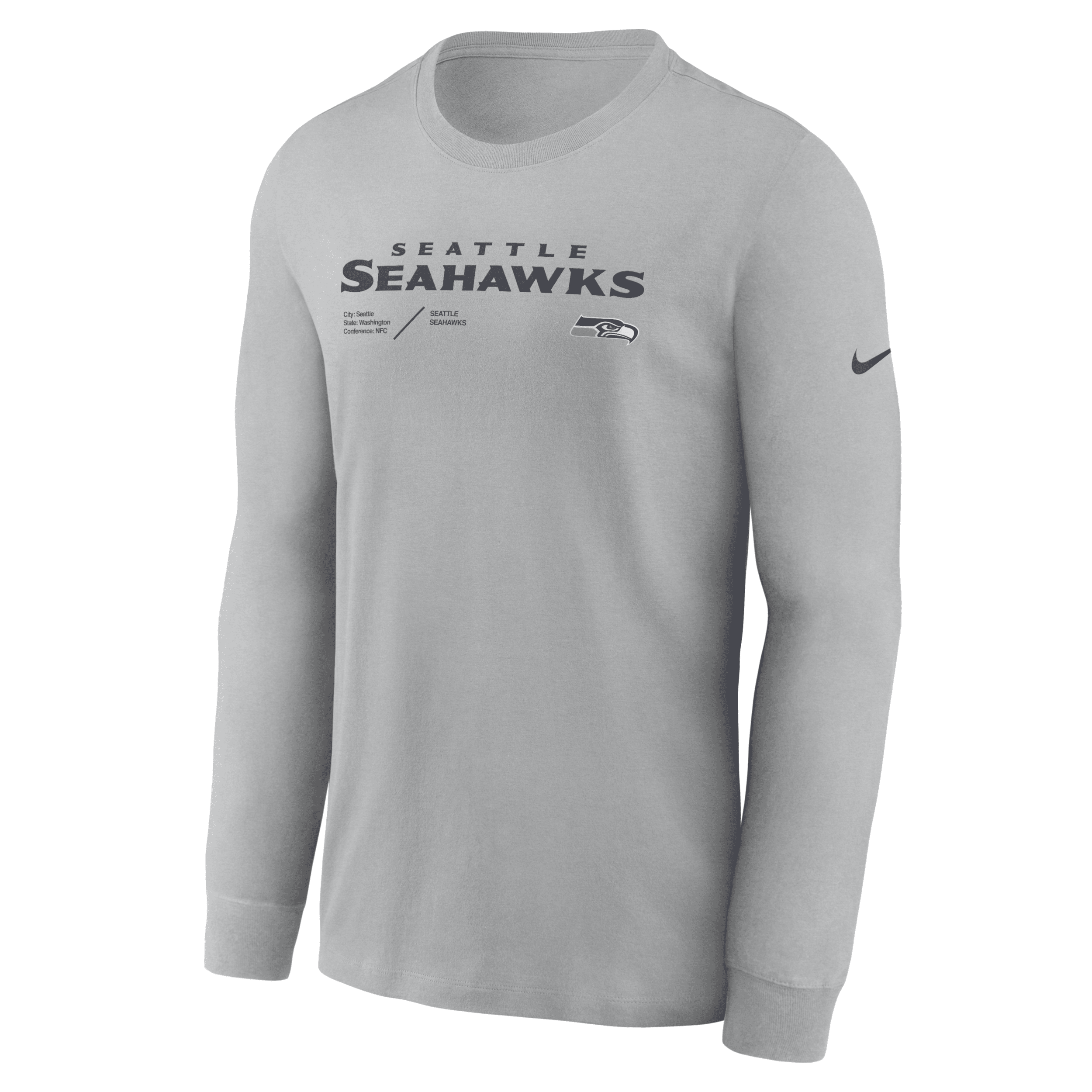 Nike Men's Dri-fit Infograph Lockup (nfl Seattle Seahawks) Long-sleeve T-shirt In Grey