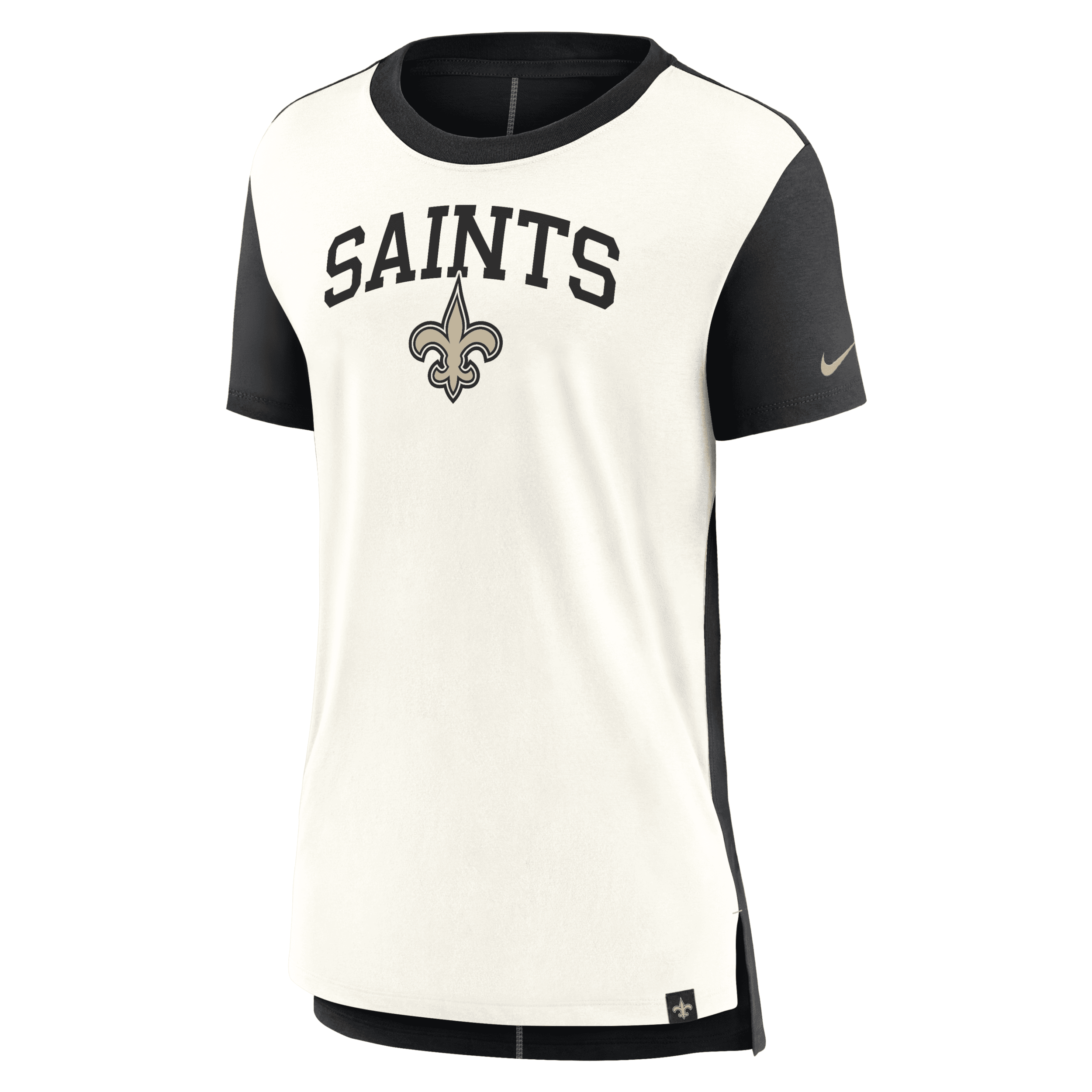 Nike Women's Cream/black New Orleans Saints Wordmark Tri-blend T-shirt In Black