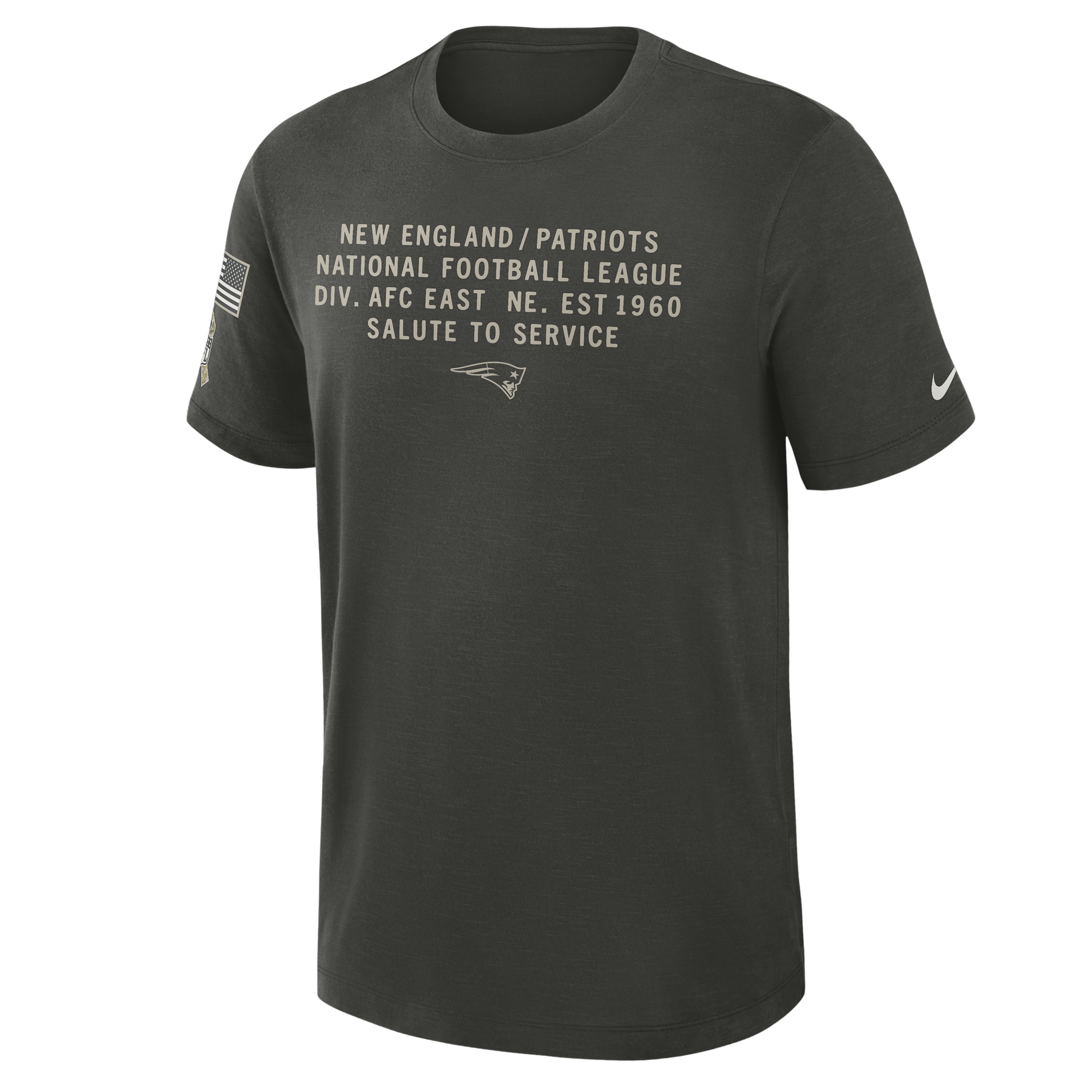Nike New England Patriots Salute To Service Slub  Men's Dri-fit Nfl T-shirt In Gray
