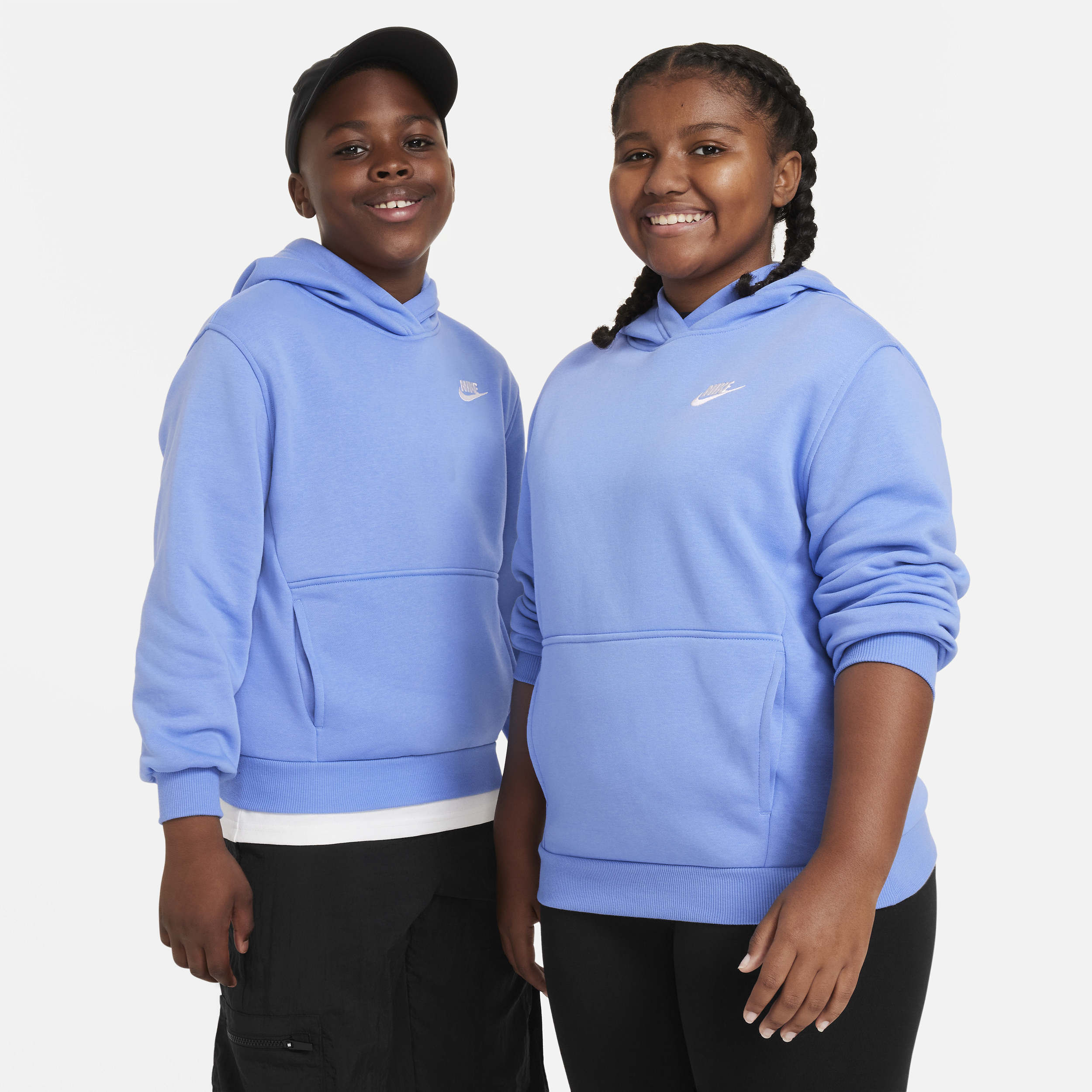 Nike Sportswear Club Fleece Big Kids' Pullover Hoodie (extended Size) In Blue