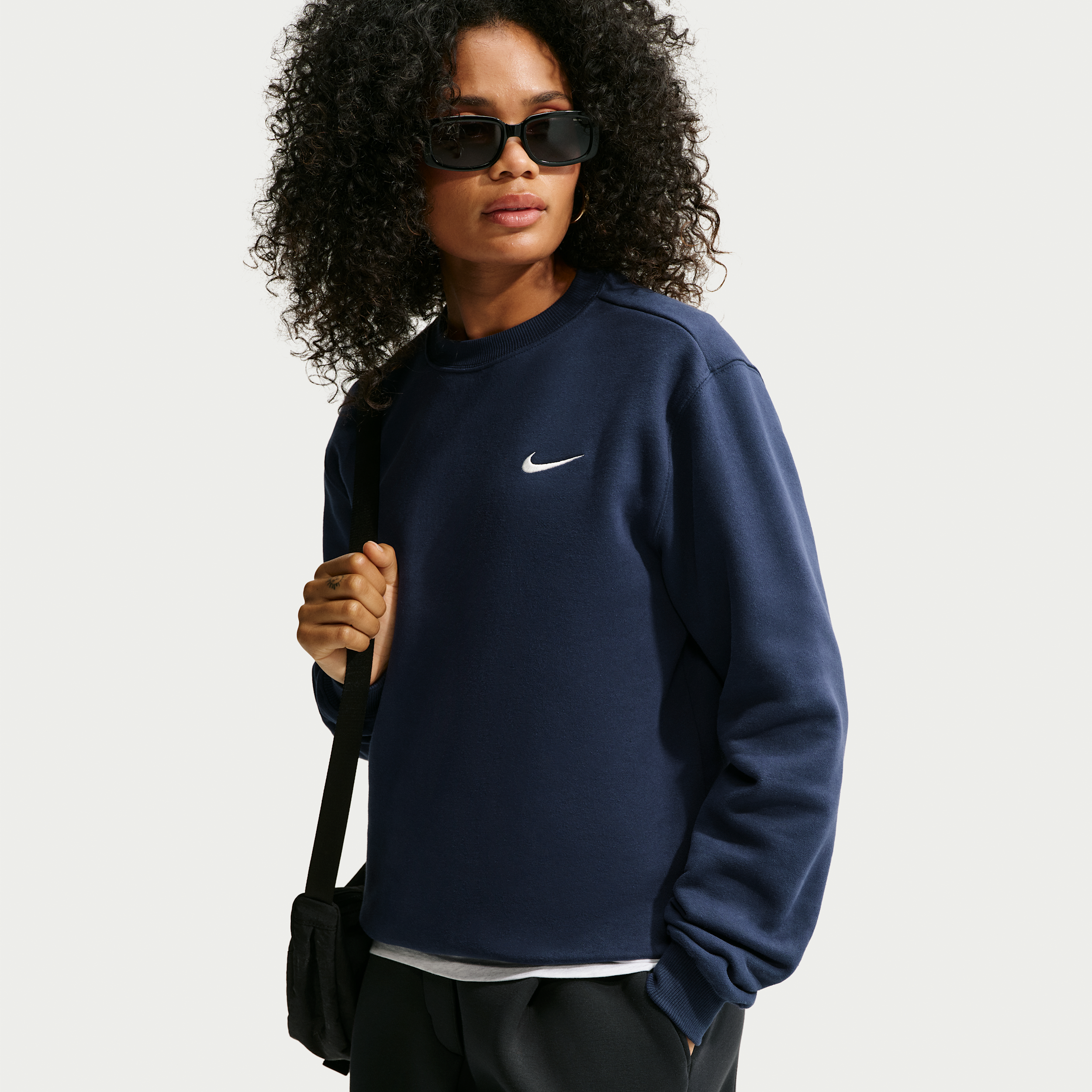 Nike Women's Studio Fleece Weight Standard Fit Crew in Blue | IR8293-410