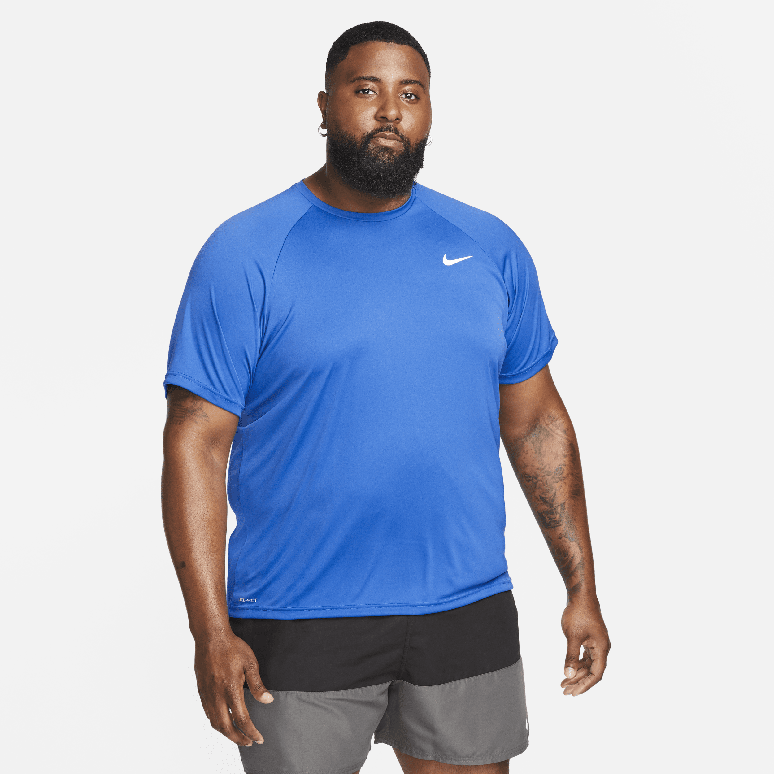 Nike Men's Essential Dri-fit Short-sleeve Swim Hydroguard In Blue