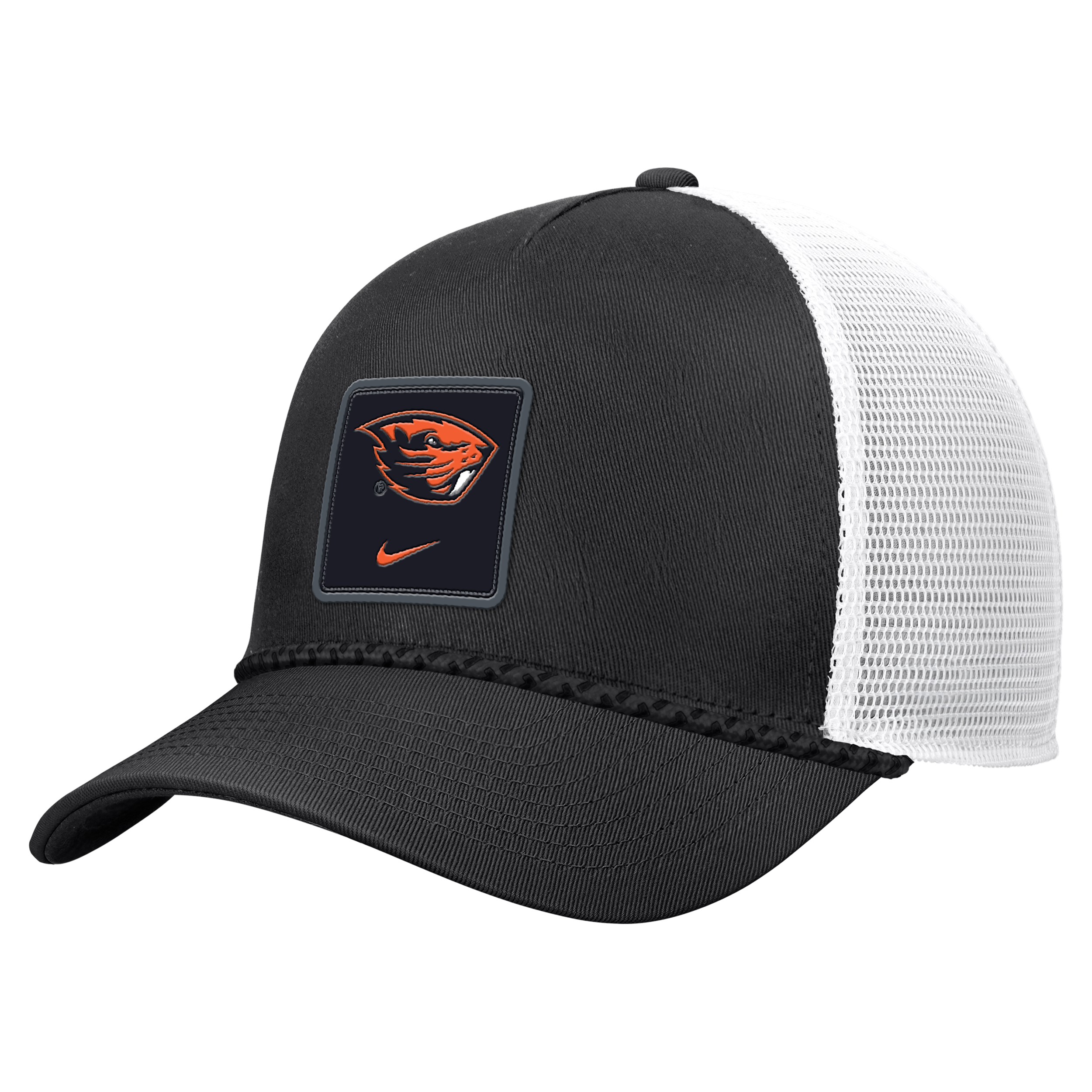Oregon State Sideline Rope Nike Unisex College Trucker Adjustable Hat in Black | C13777C686ORST-BLK