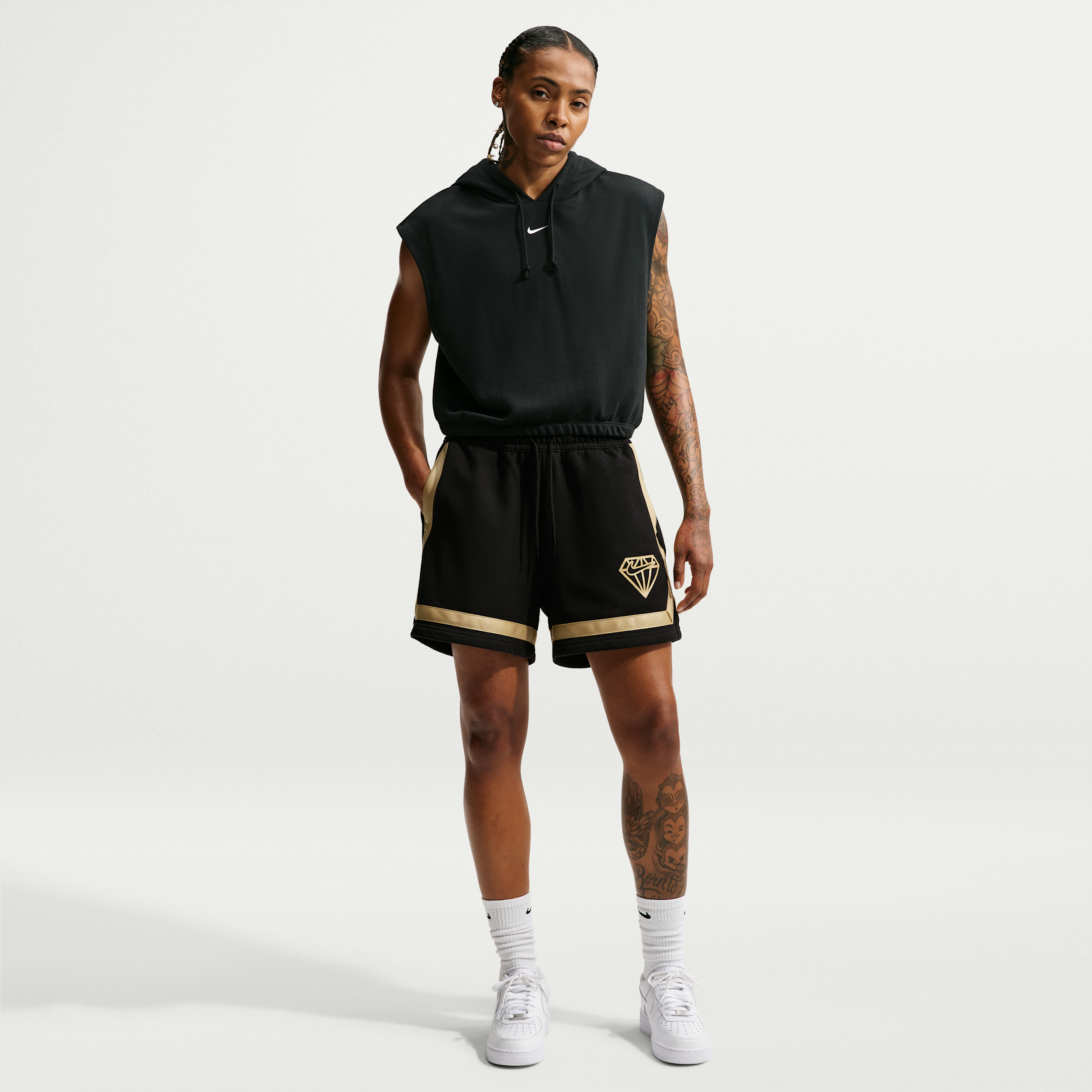 Nike Women's Crossover 5" Fleece Basketball Shorts in Black | IO2252-010