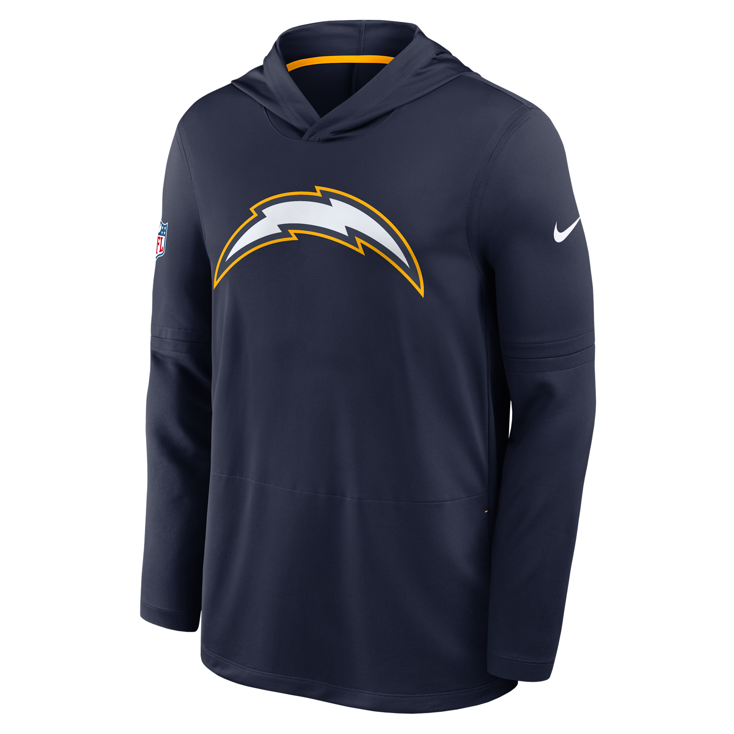 Men's Nike Navy Los Angeles Chargers Sideline Alternate Lightweight Long Sleeve Hooded Dri-FIT T-Shirt