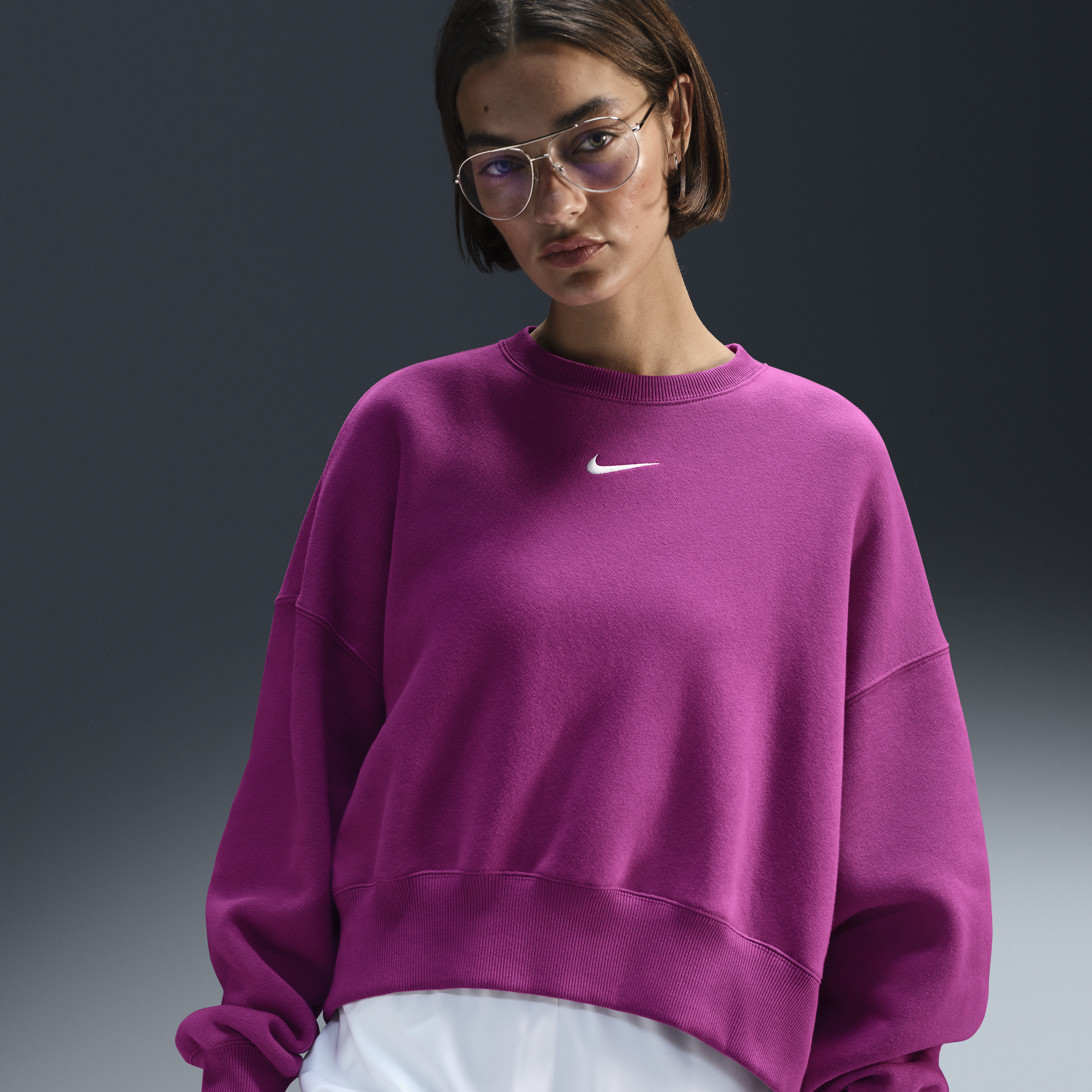 Nike Phoenix Fleece Crewneck Sweatshirt In Purple