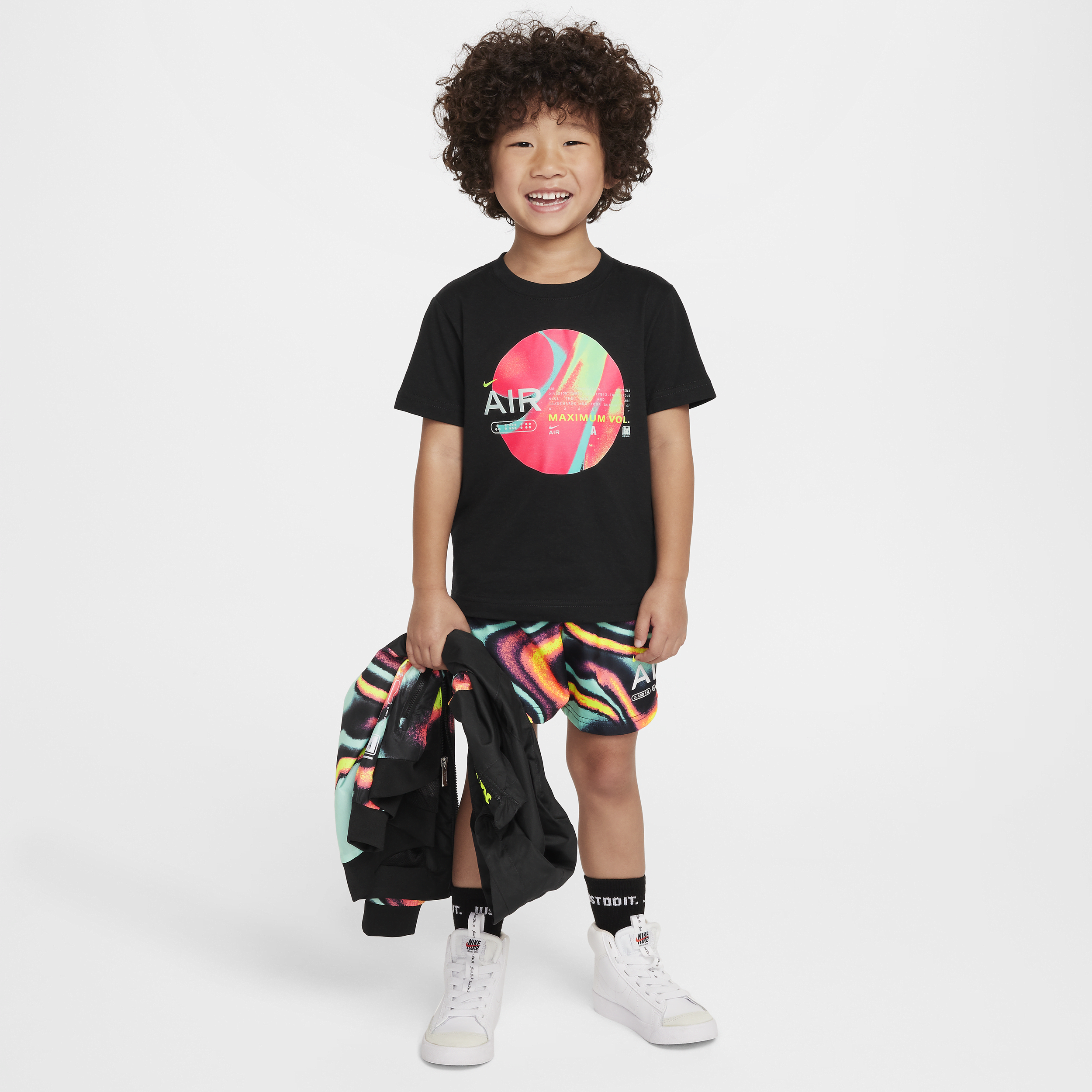 Shop Nike Sportswear Maximum Volume Little Kids' Woven Dri-fit Shorts Set In Black