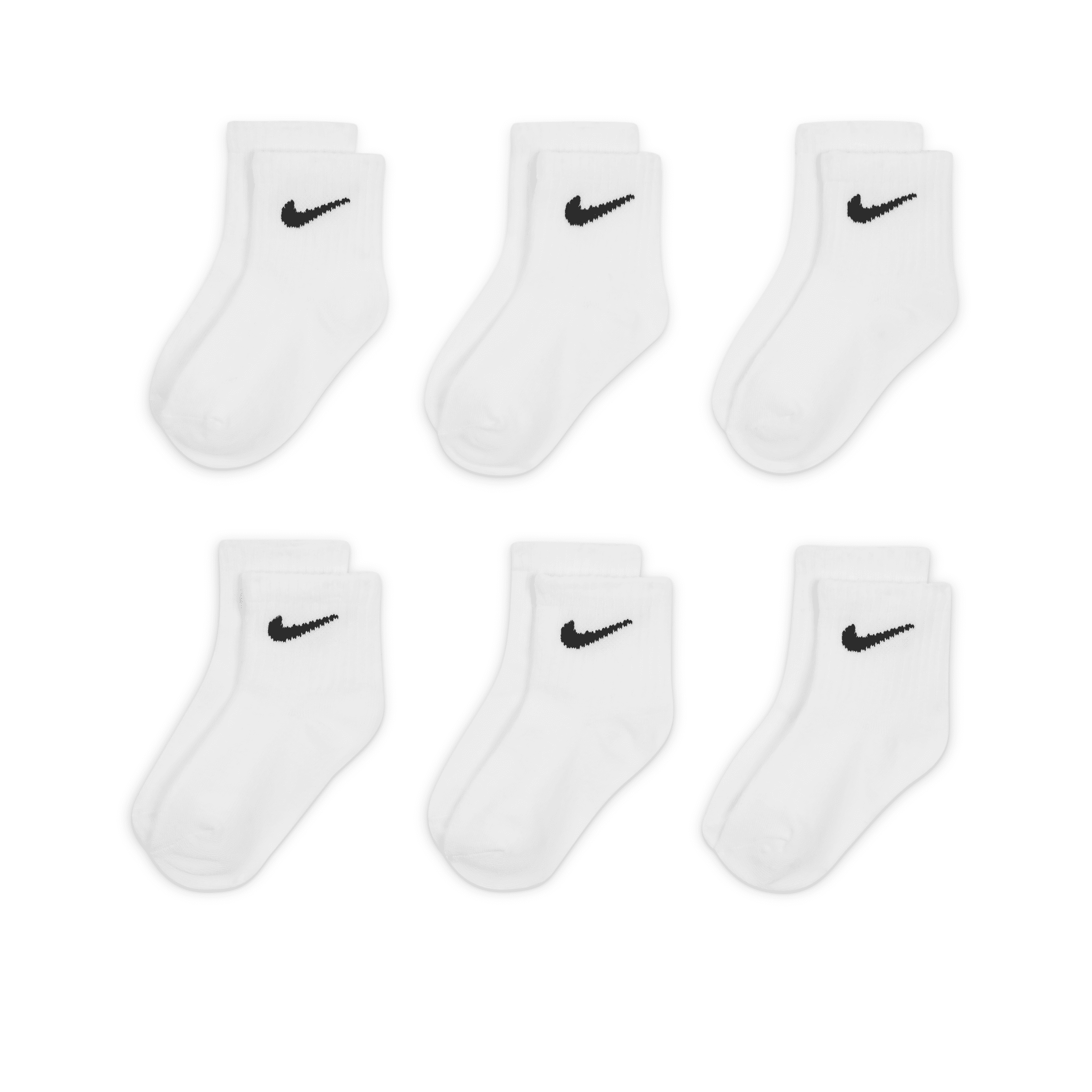 Nike Babies' Toddler Ankle Socks (6 Pairs) In White