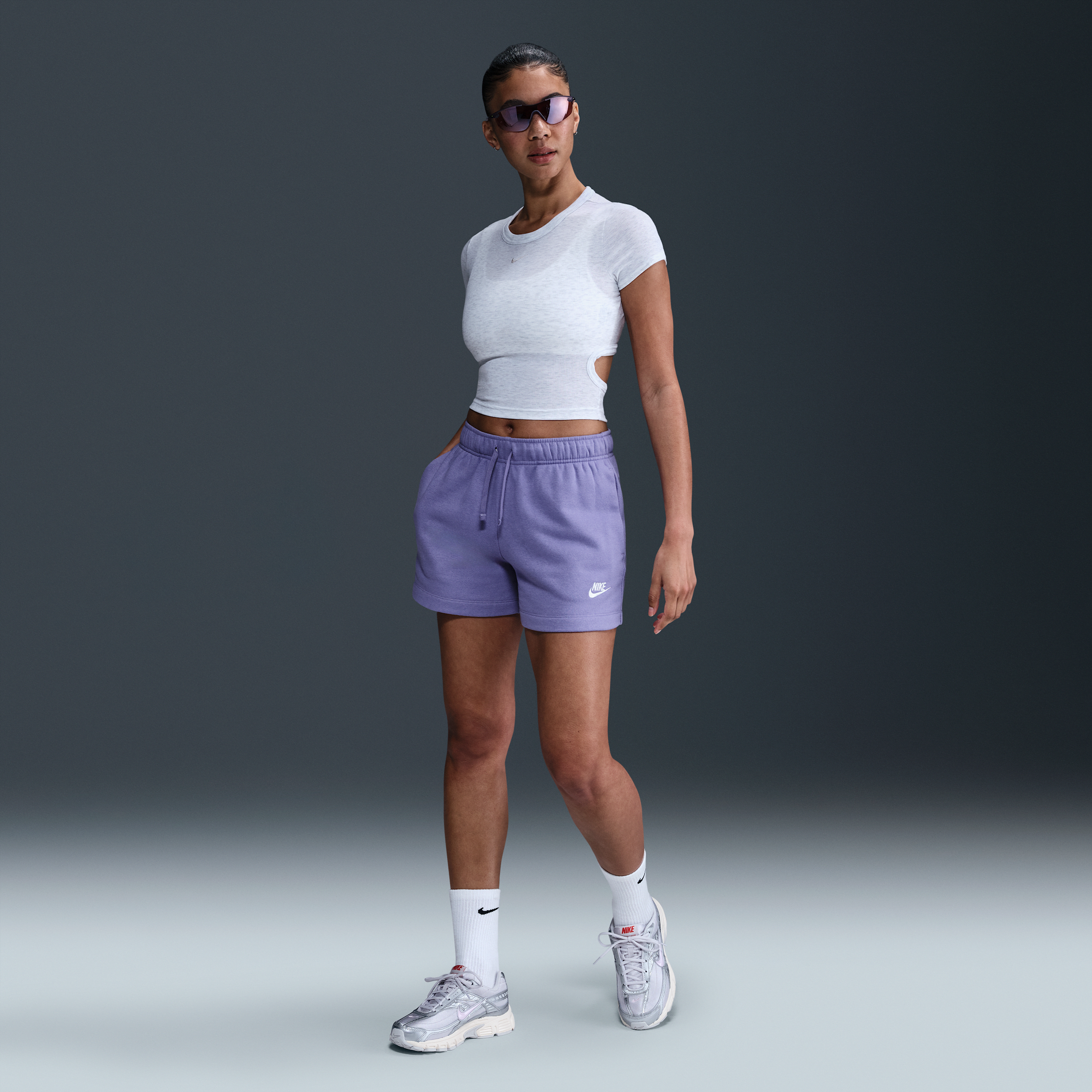 Nike Women's Sportswear Club Fleece Mid-rise Shorts In Purple