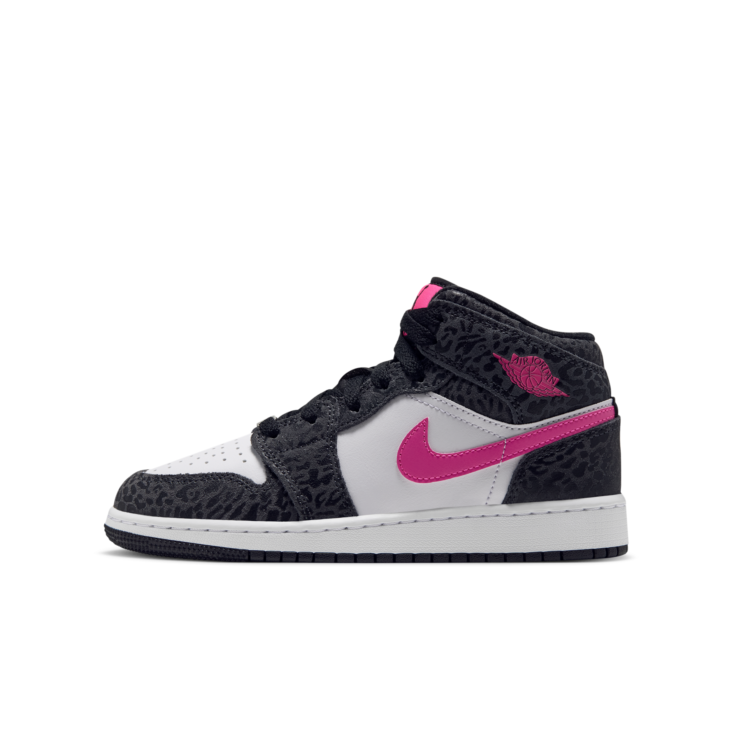 Girls Jordan Air 1 Mid SE - Girls' Grade School Basketball Shoes Black/Pink/White Size 05.0