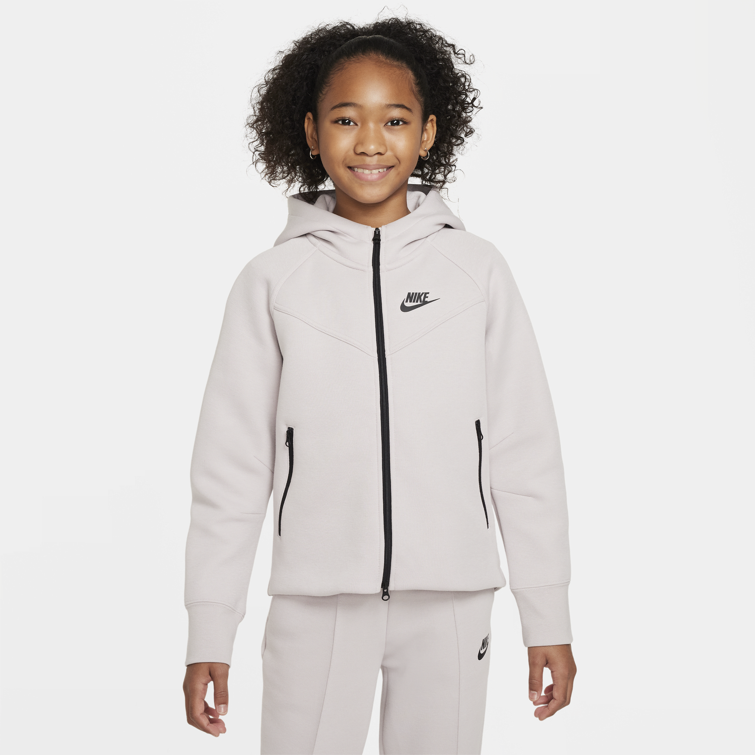 Shop Nike Sportswear Tech Fleece Big Kids' (girls') Full-zip Hoodie In Purple