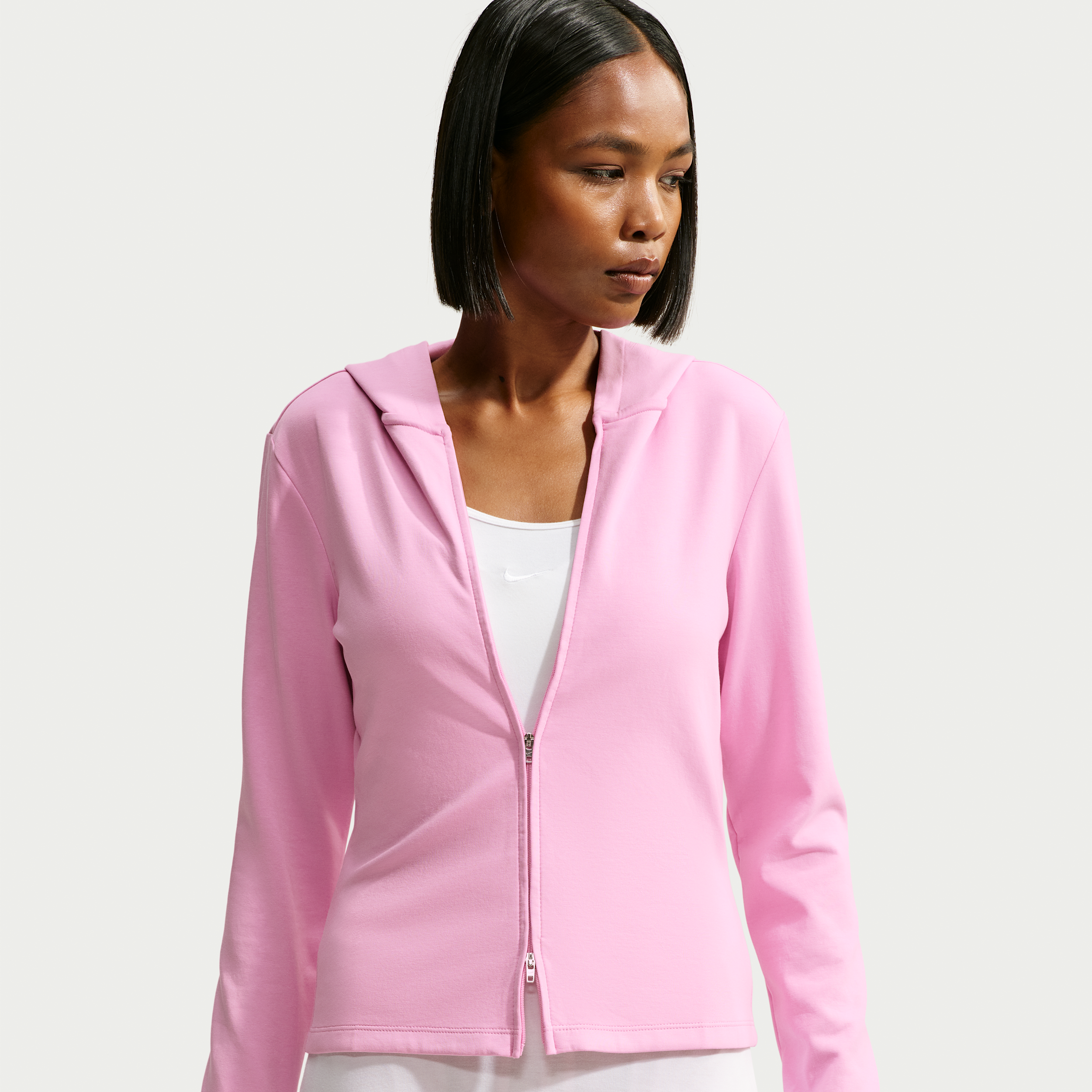 Women's Nike Sportswear Chill Knit Slim Long-Sleeve Full-Zip Top in Pink | IM8379-621
