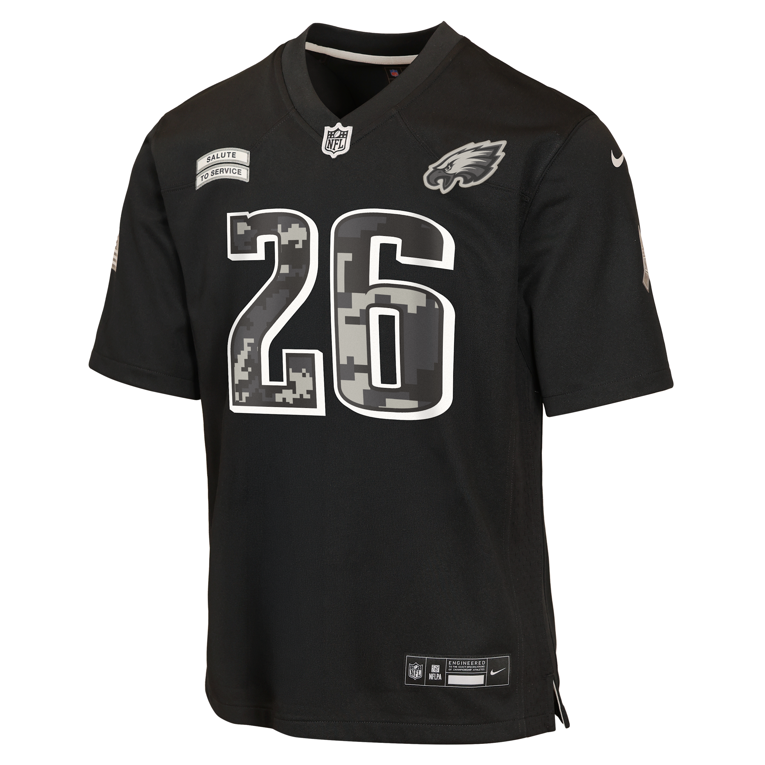 Saquon Barkley Philadelphia Eagles Salute to Service Big Kids' Nike NFL Game Jersey in Black | Z1B7FEOAEAGSR-NAW