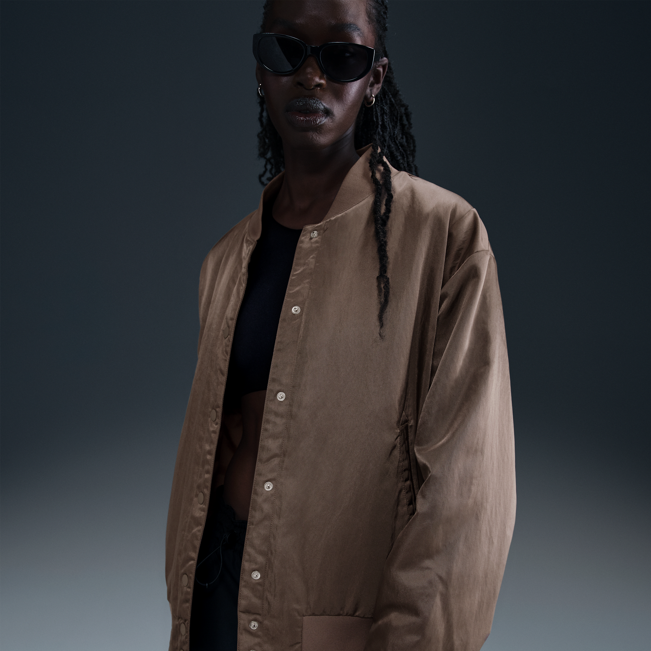 Nike Women's Sportswear Destroyer Oversized Woven Jacket In Brown