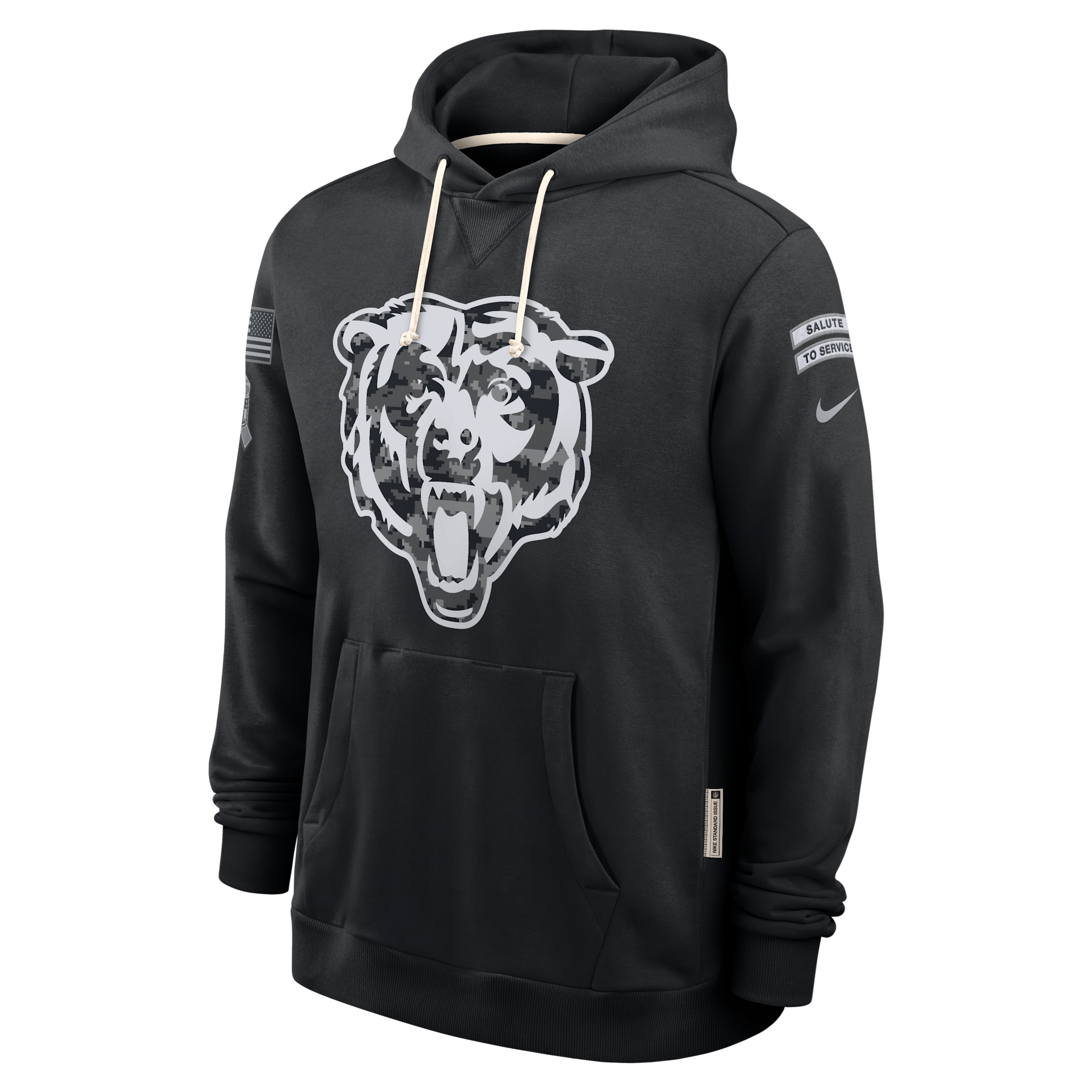 Chicago Bears Salute to Service Sideline Nike Men's Dri-FIT NFL Pullover Hoodie in Black | 03AZ00AA26-CYB